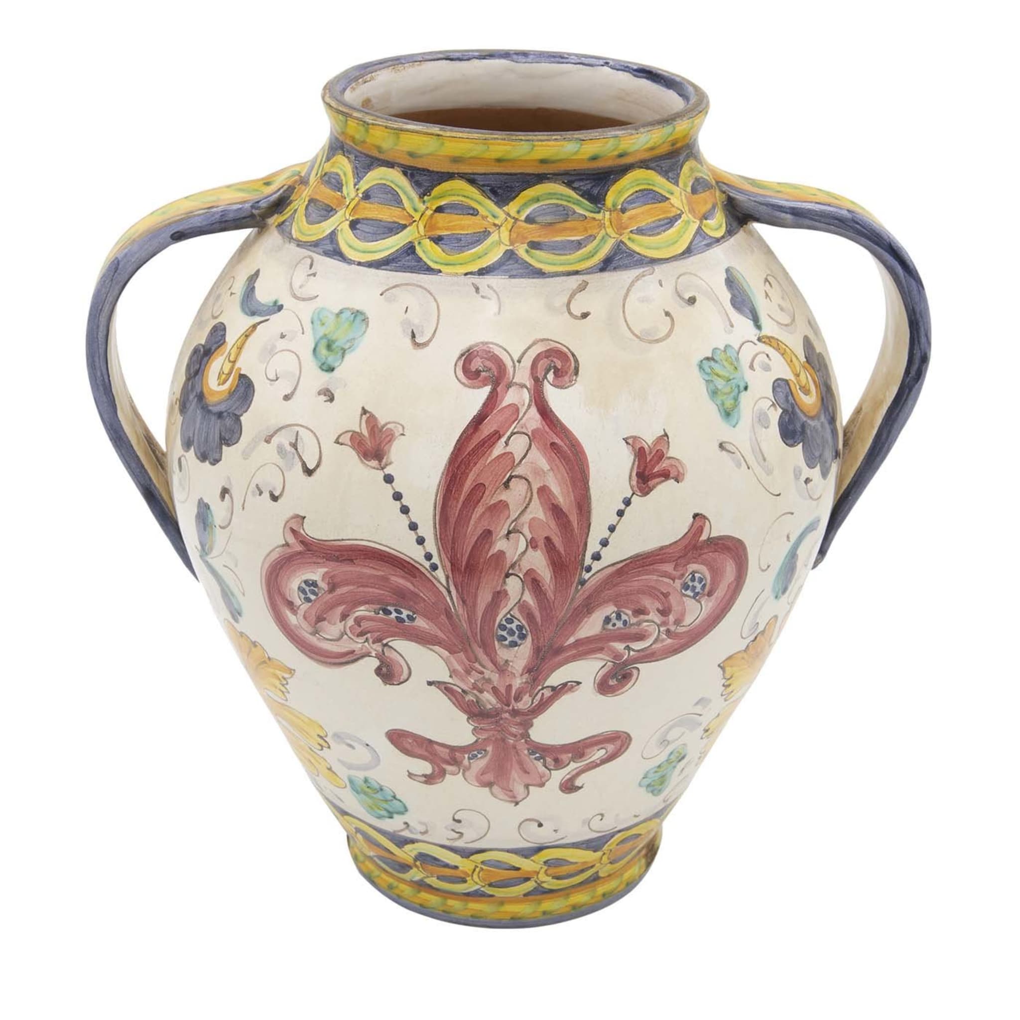 Orciolo-Vase mit roter Florentinerblume (Fleur-de-Lis) - Hauptansicht