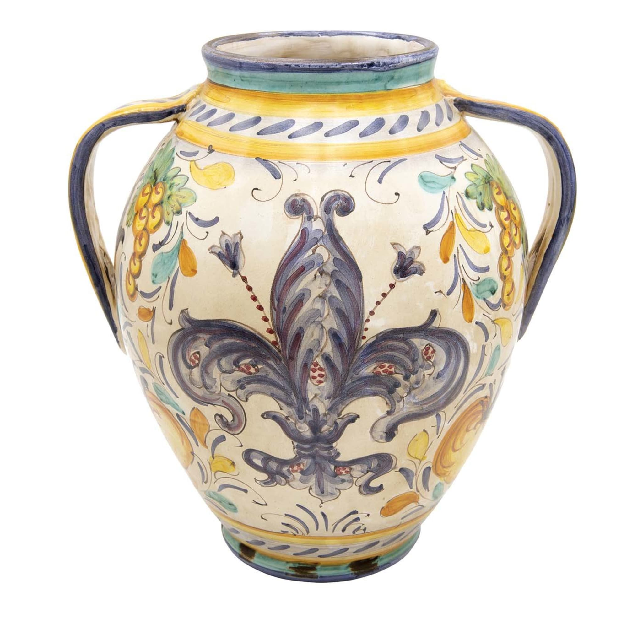 Orciolo Vase with Blue Florentine Fleur-De-Lis - Main view