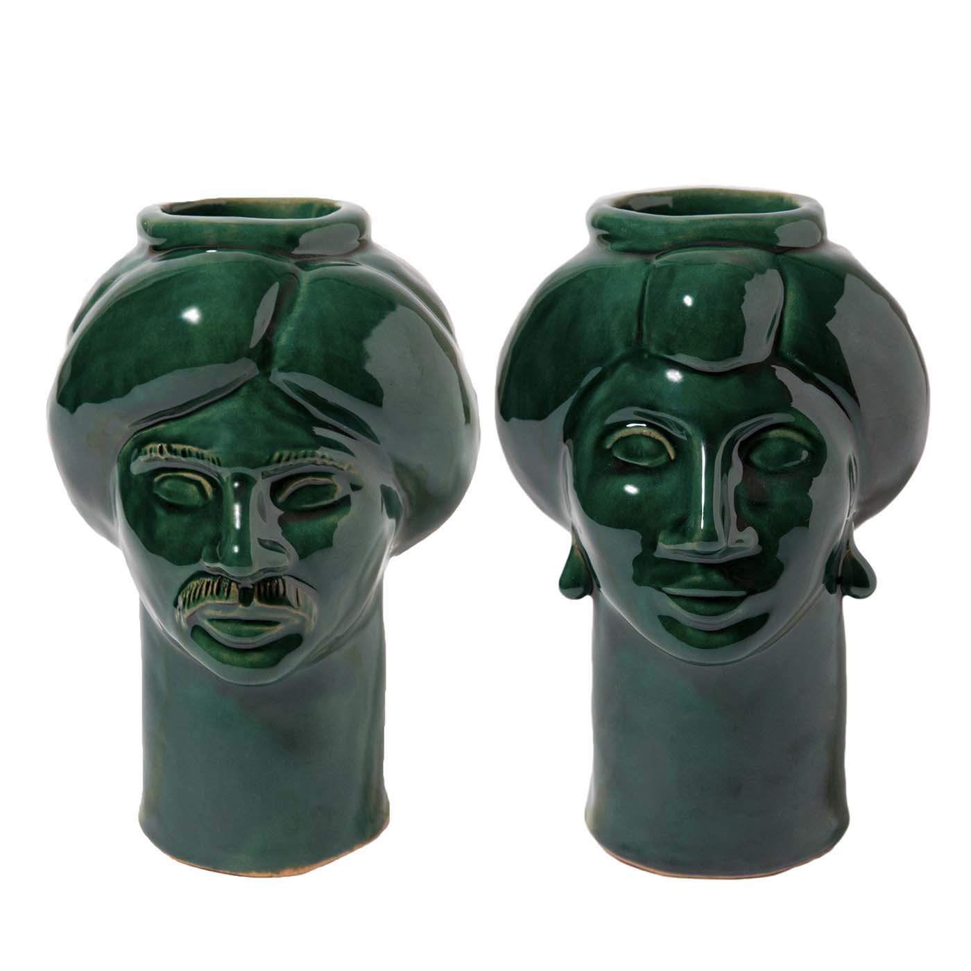 Solimano & Roxelana Dark Green Vases - Crita Ceramiche