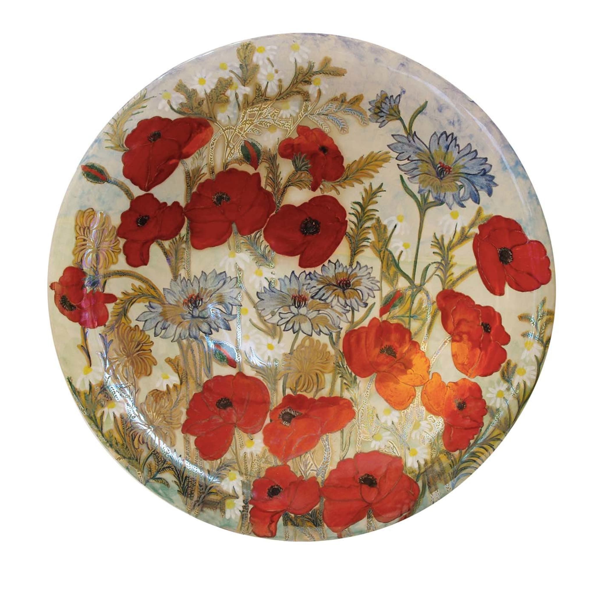 Plato decorativo con flores de amapola - Vista principal