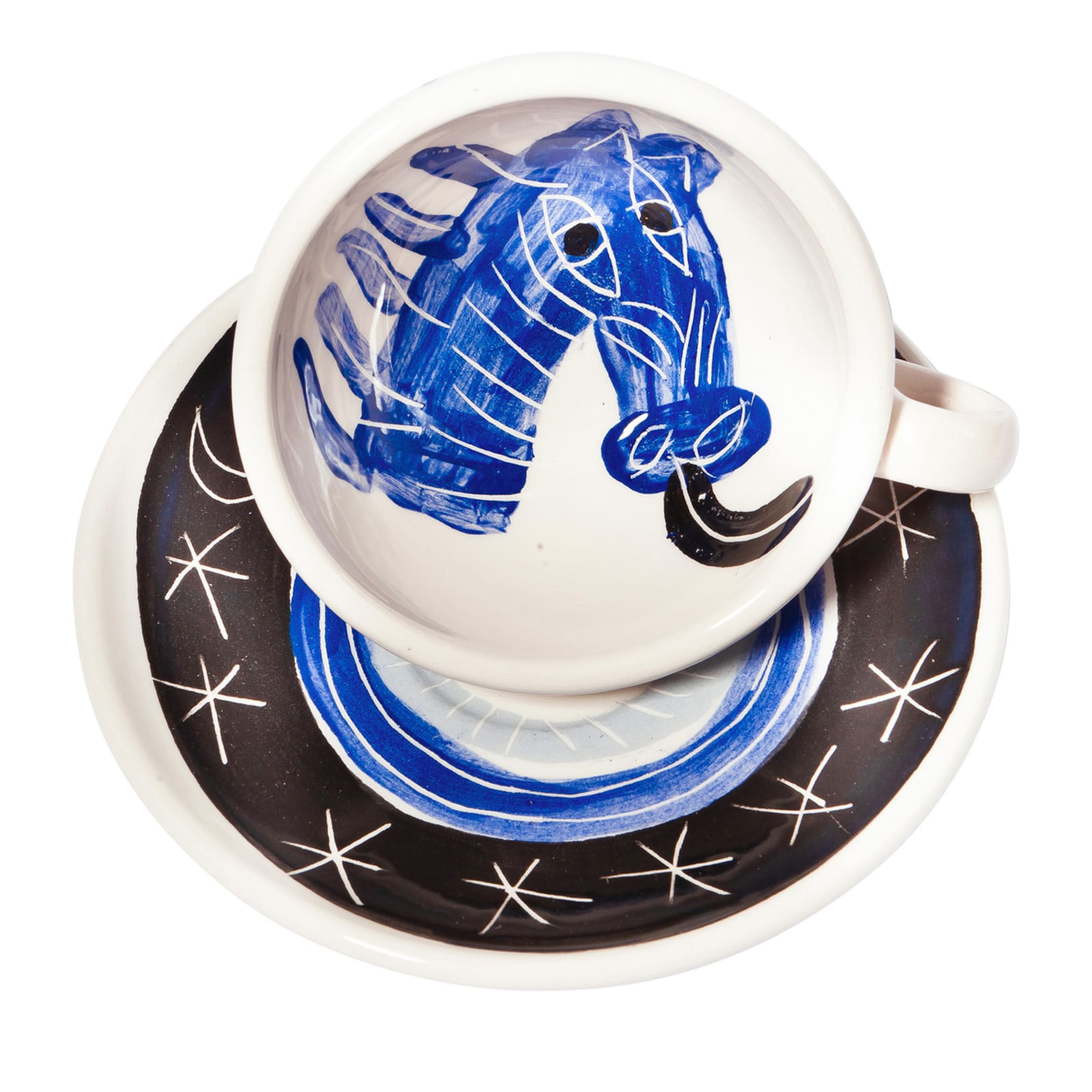 Blaues Pferd unter dem Sternenhimmel N.6 Espresso-Set - Hauptansicht