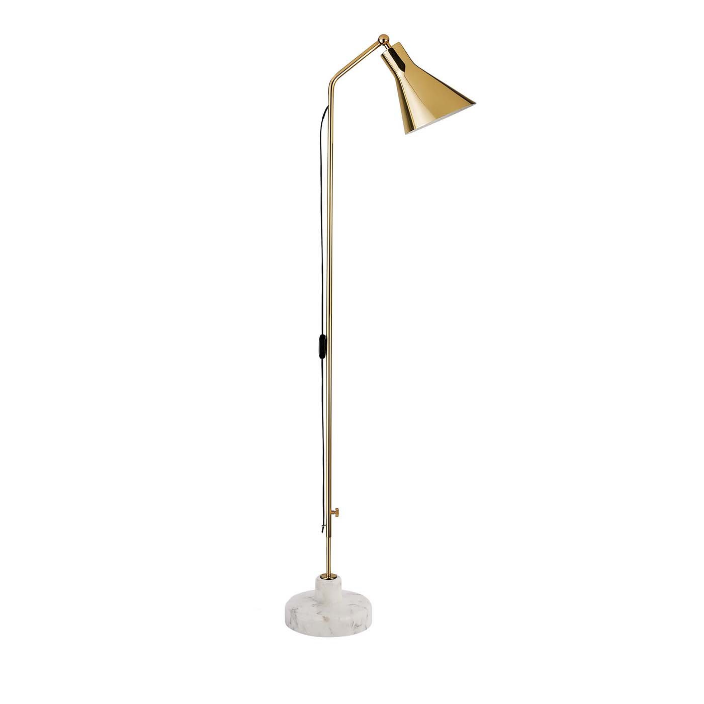 Alzabile Brass and White Floor Lamp by Ignazio Gardella - Tato