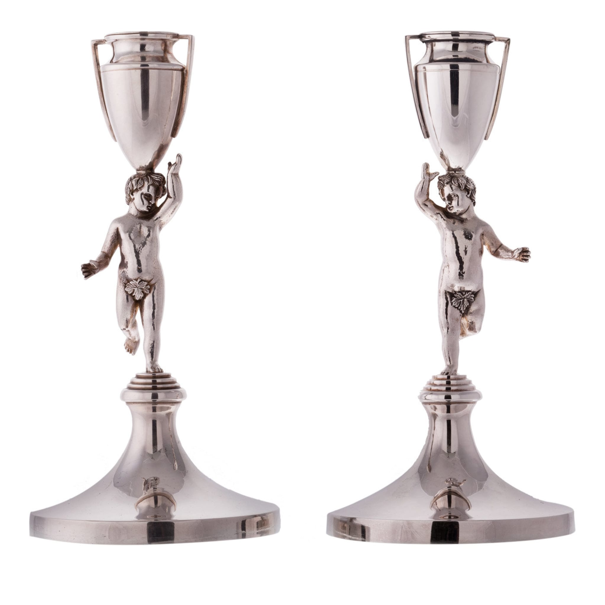 Coppia di candelieri Pitti in argento sterling - Vista principale