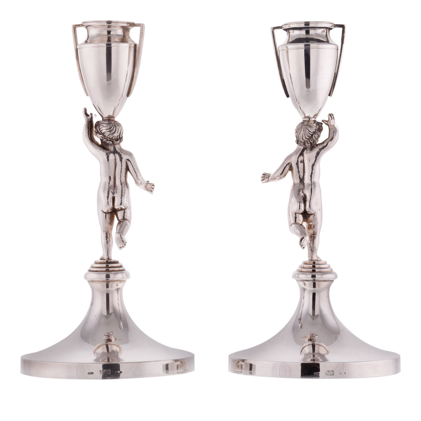 Pair of Pitti Sterling Silver Candlesticks - Argentiere Pagliai