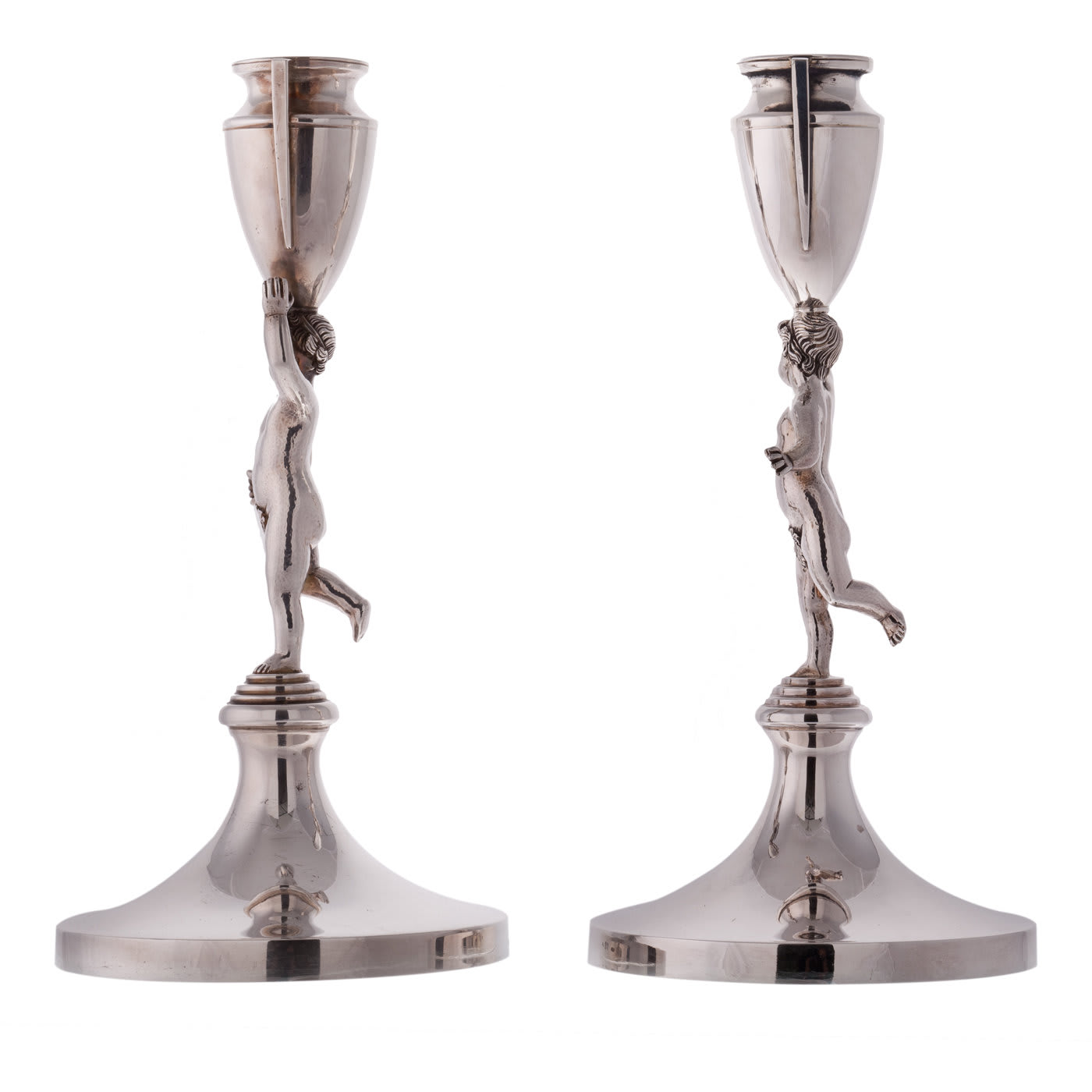 Pair of Pitti Sterling Silver Candlesticks - Argentiere Pagliai