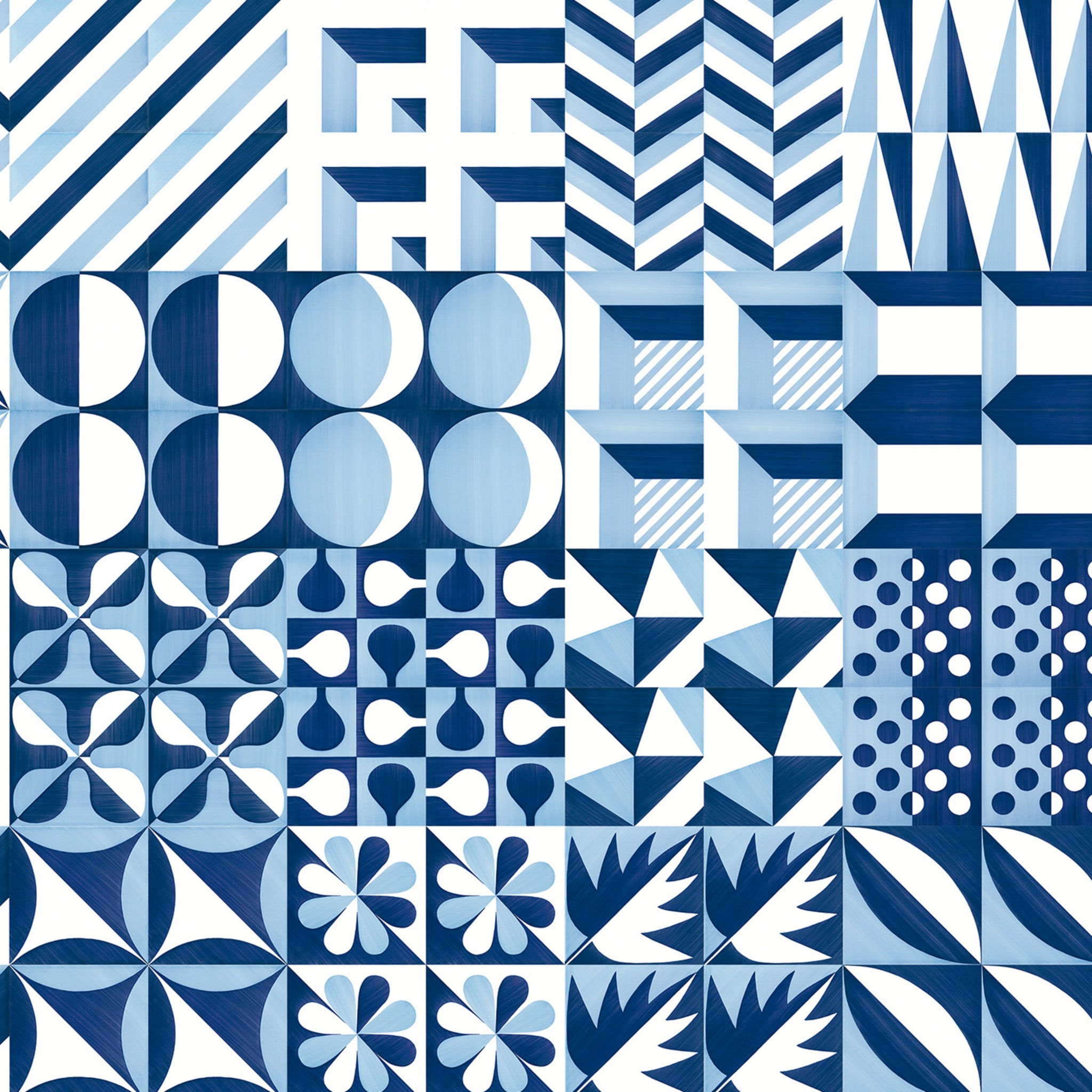 Set of 25 Tiles Blu Ponti Decoration Type 30 by Gio Ponti - Alternative view 3