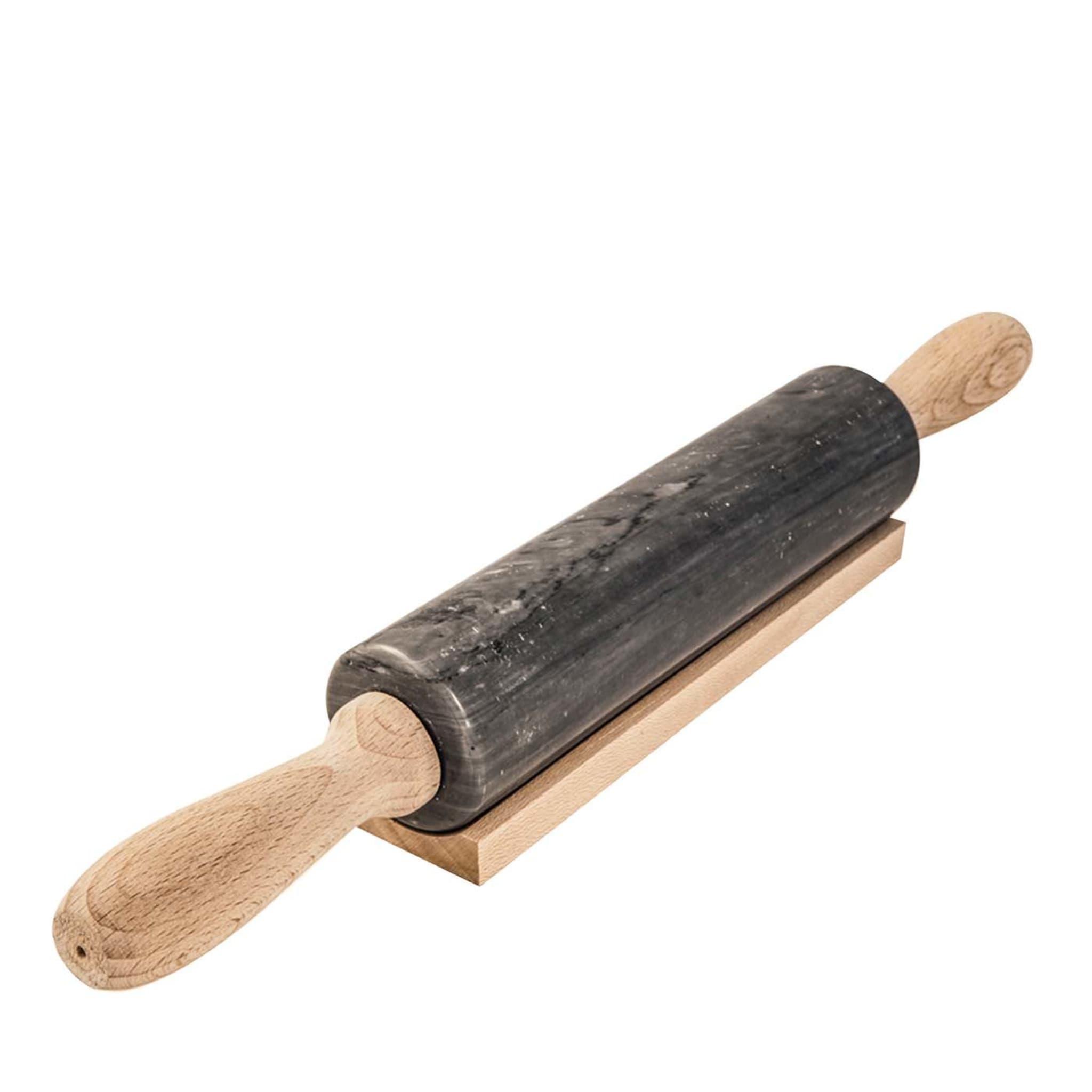 Nudelholz aus grauem Marmor mit Holzgriff - Hauptansicht