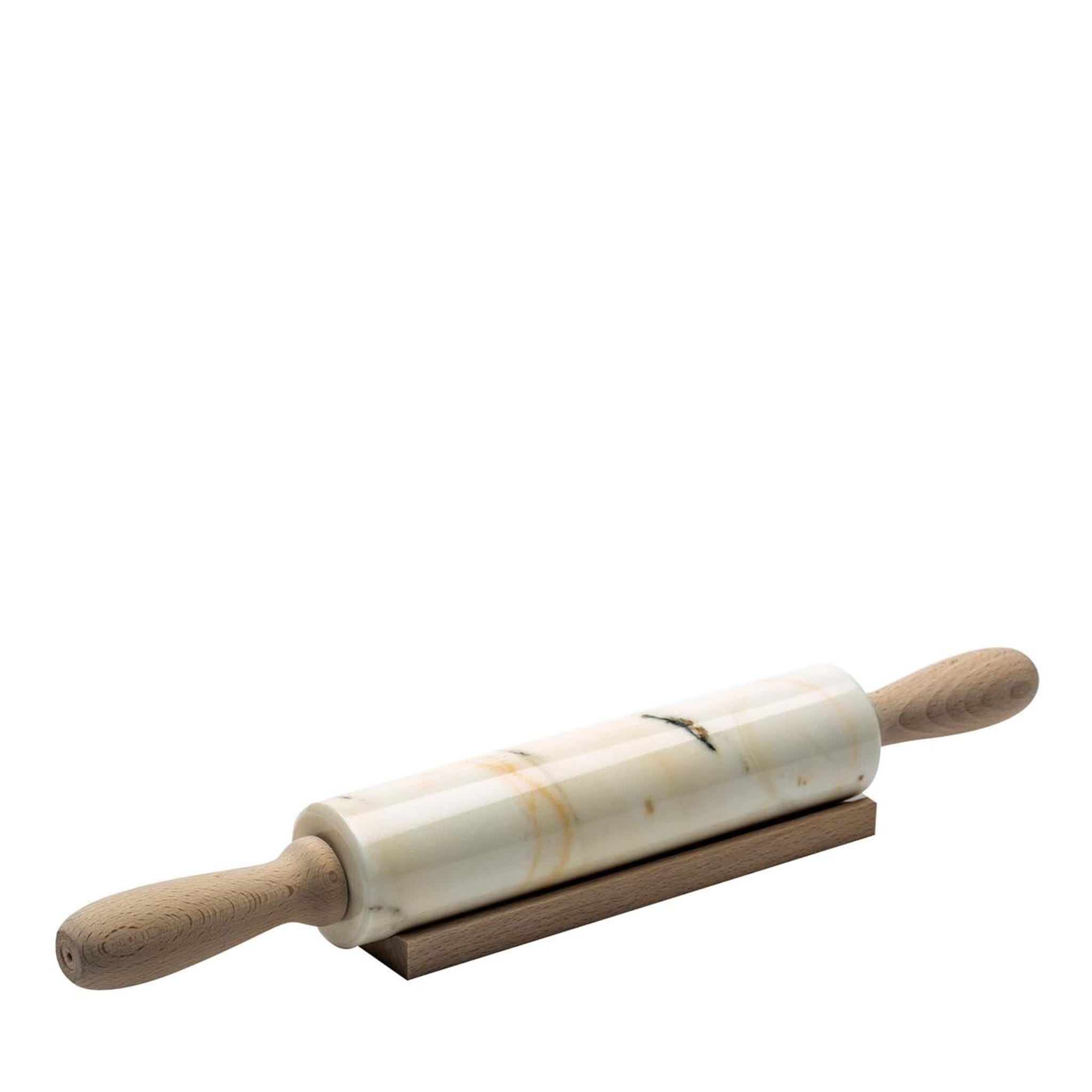 Paonazzo Marble Rolling Pin with Wooden Handle - Main view