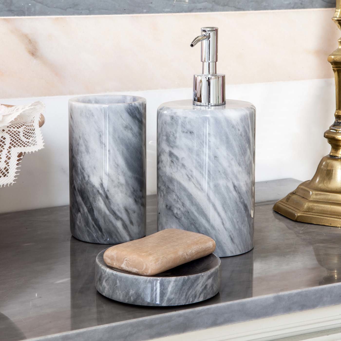 Silas Marble Bathroom Accessories Set