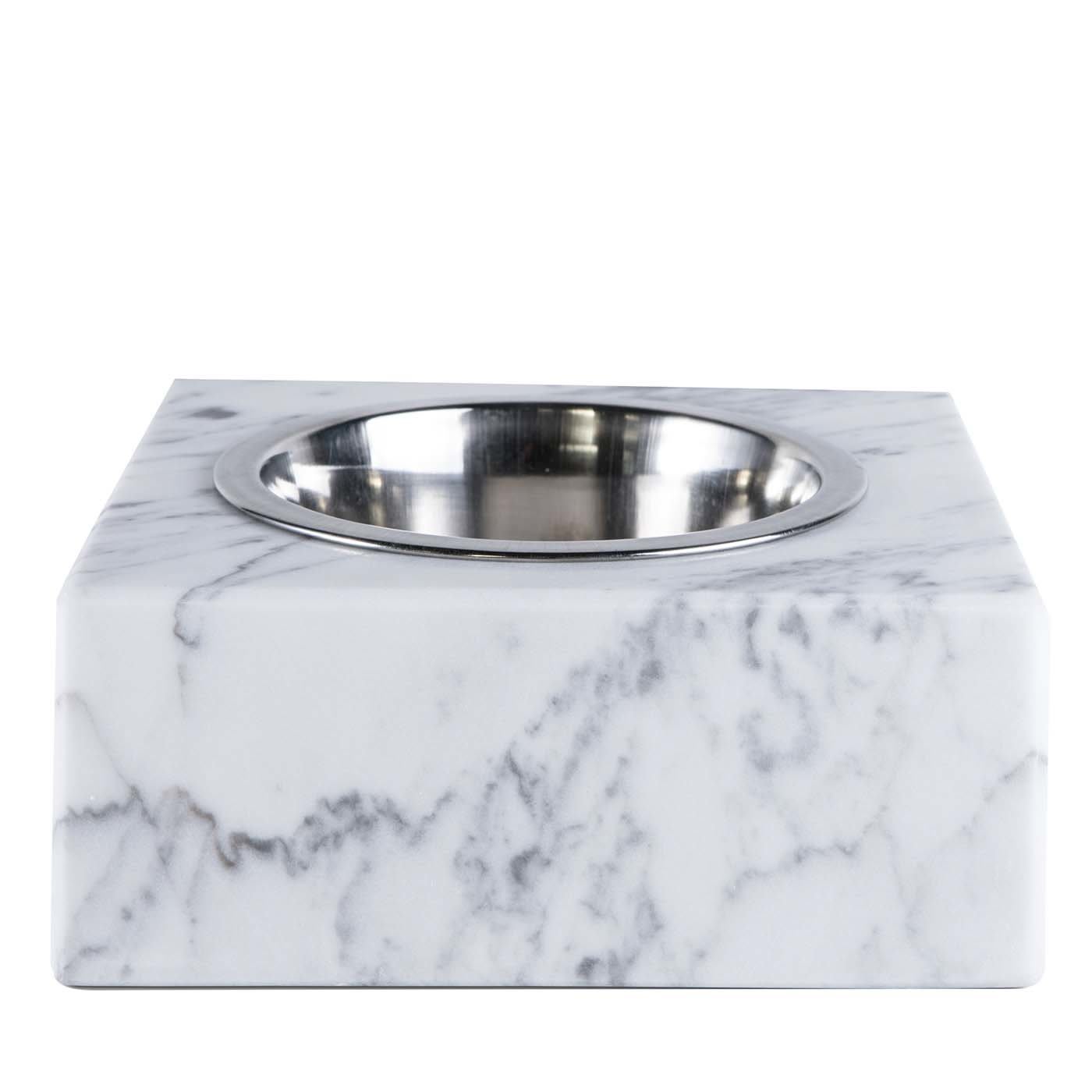 White Marble Square Pet Food Bowl - FiammettaV Home Collection