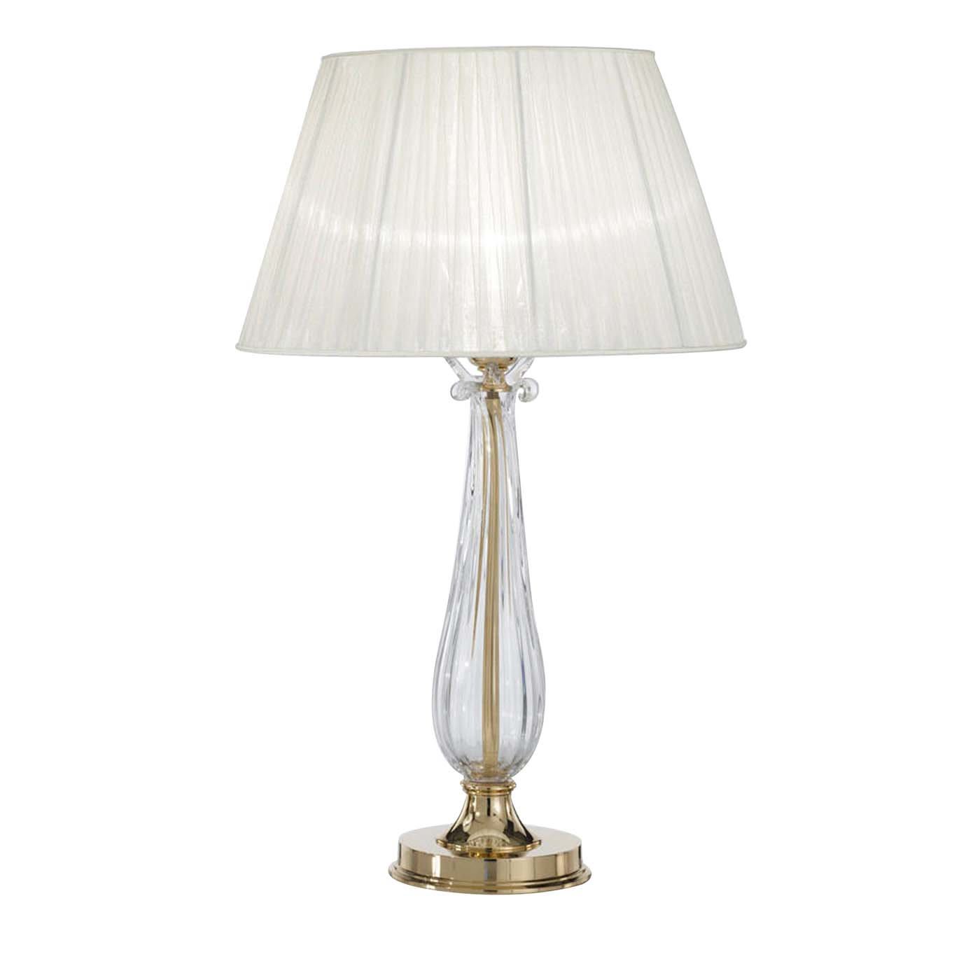 Gold and Crystal Table Lamp with Organza Shade - Possoni Illuminazione