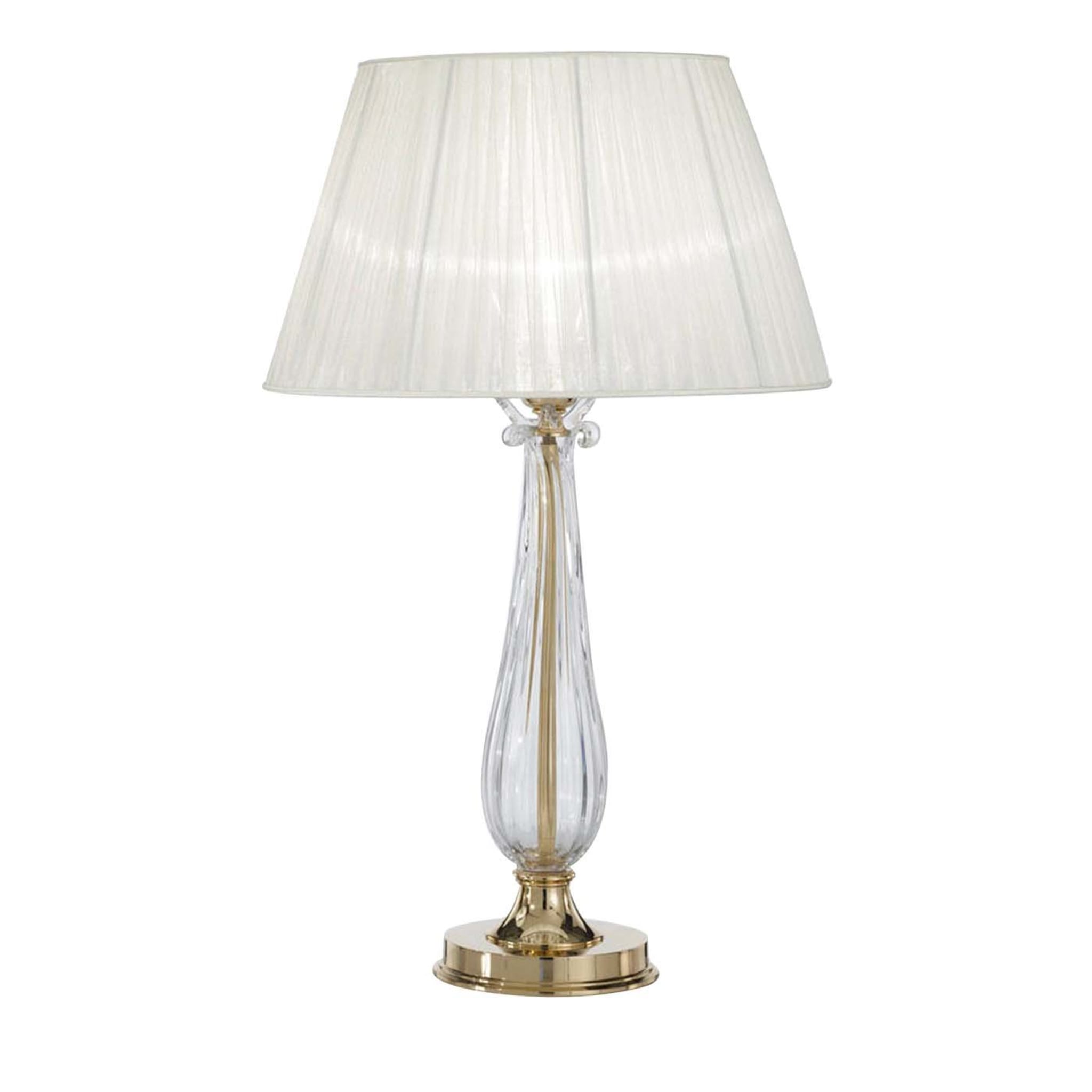 Gold and Crystal Table Lamp with Organza Shade - Main view