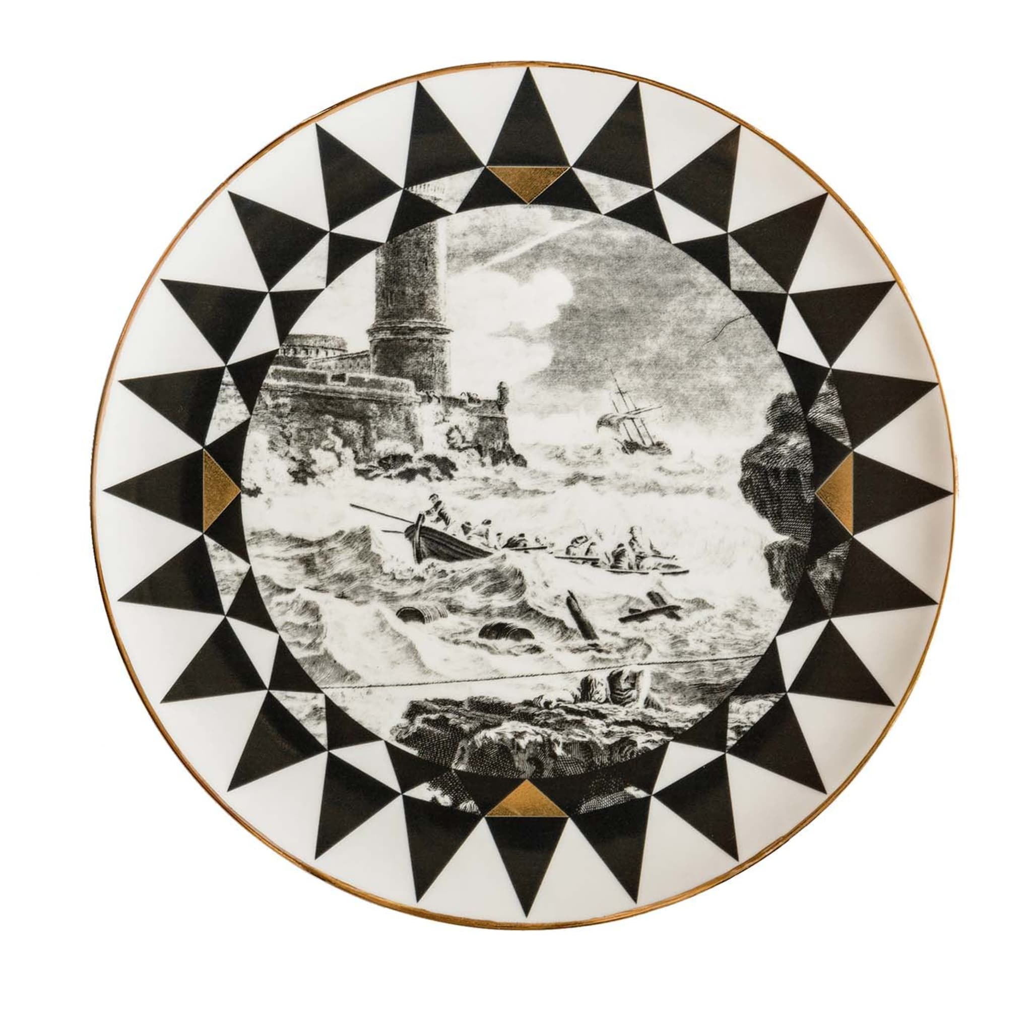 Casquets Porcelain Dinner Plate With Geometries And Landscape #5 - Main view
