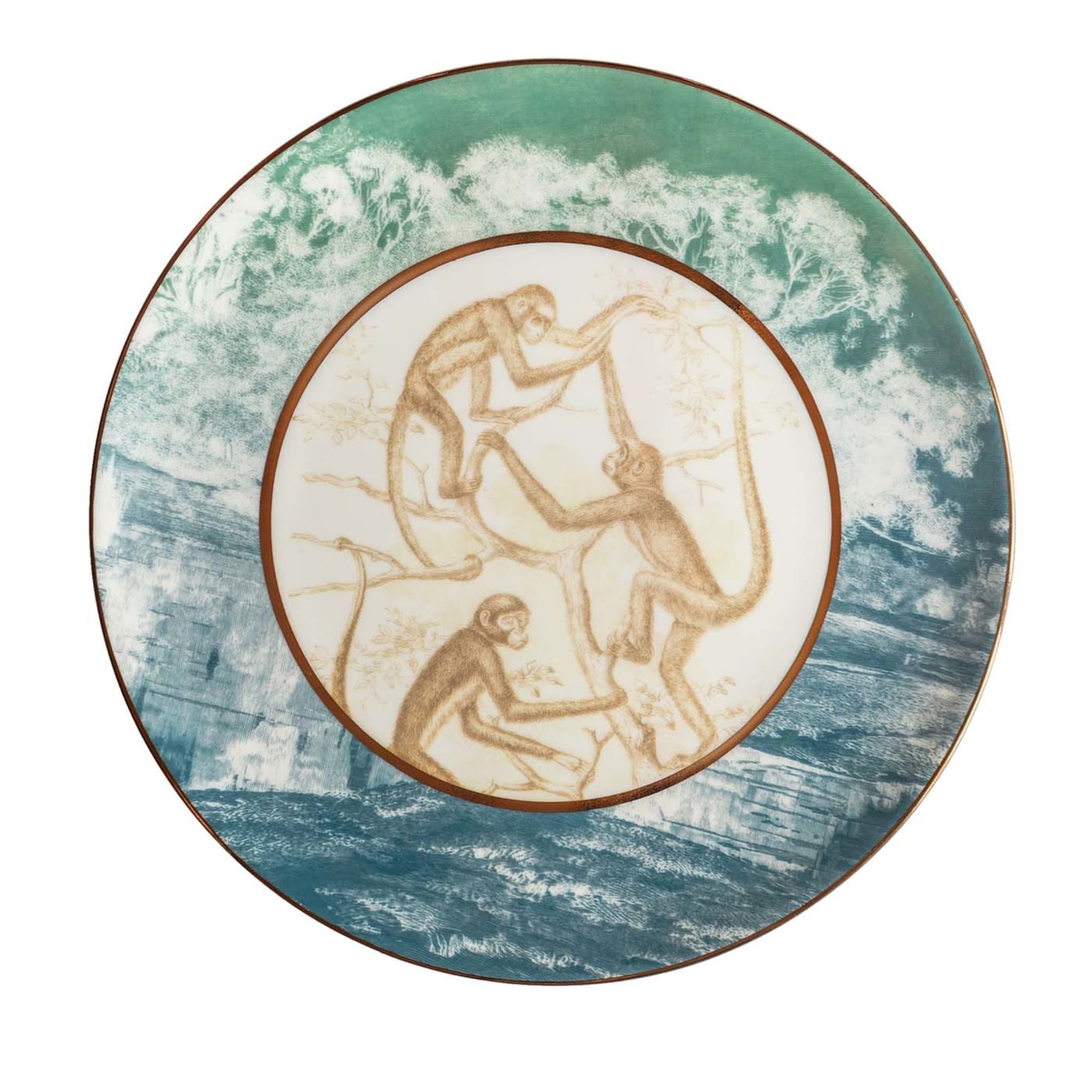 Galtaji Porcelain Dinner Plate With Landscape And Monkeys #5 - Main view