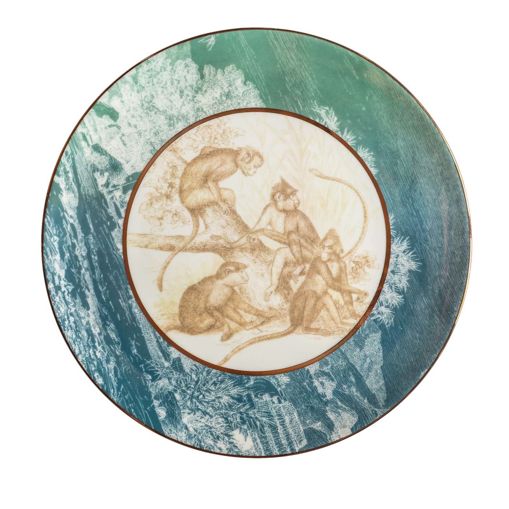 Galtaji Porcelain Dinner Plate With Landscape And Monkeys #6 - Main view