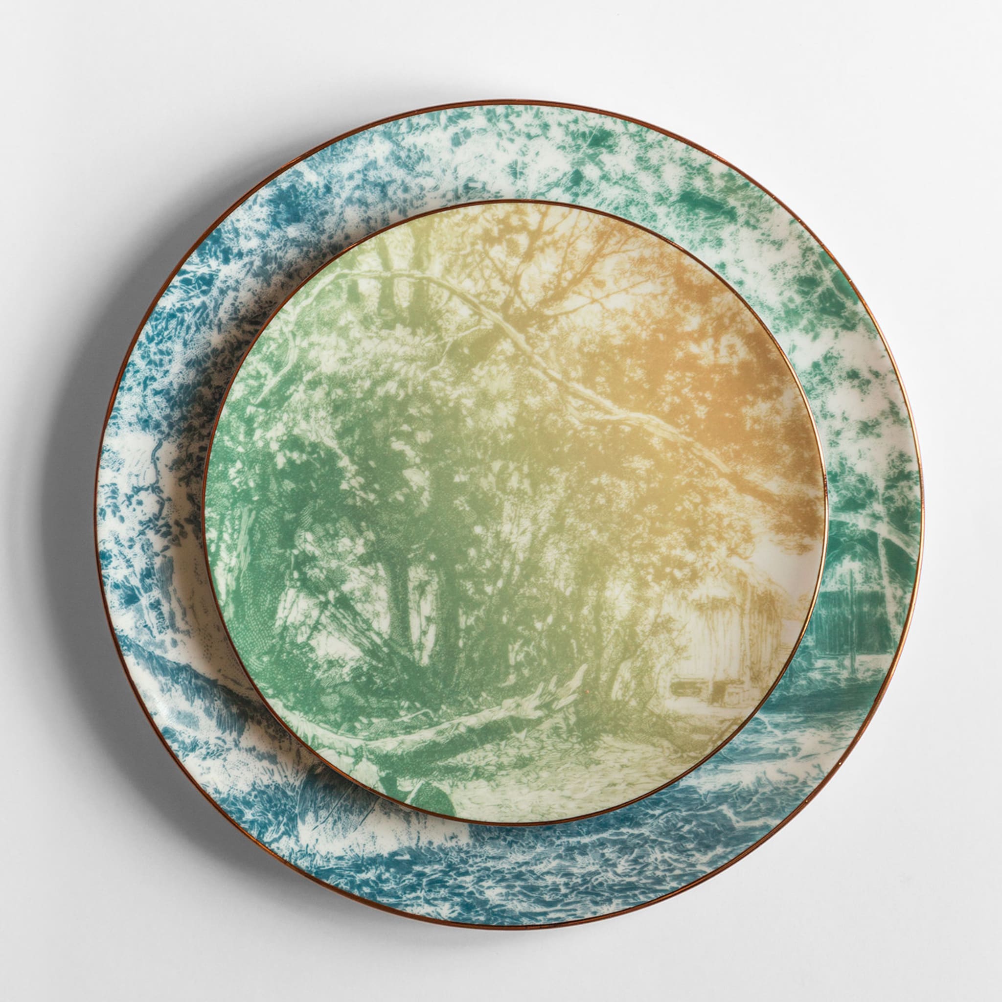 Galtaji Set Of 2 Porcelain Dessert Plates With Landscape #4 - Alternative view 1
