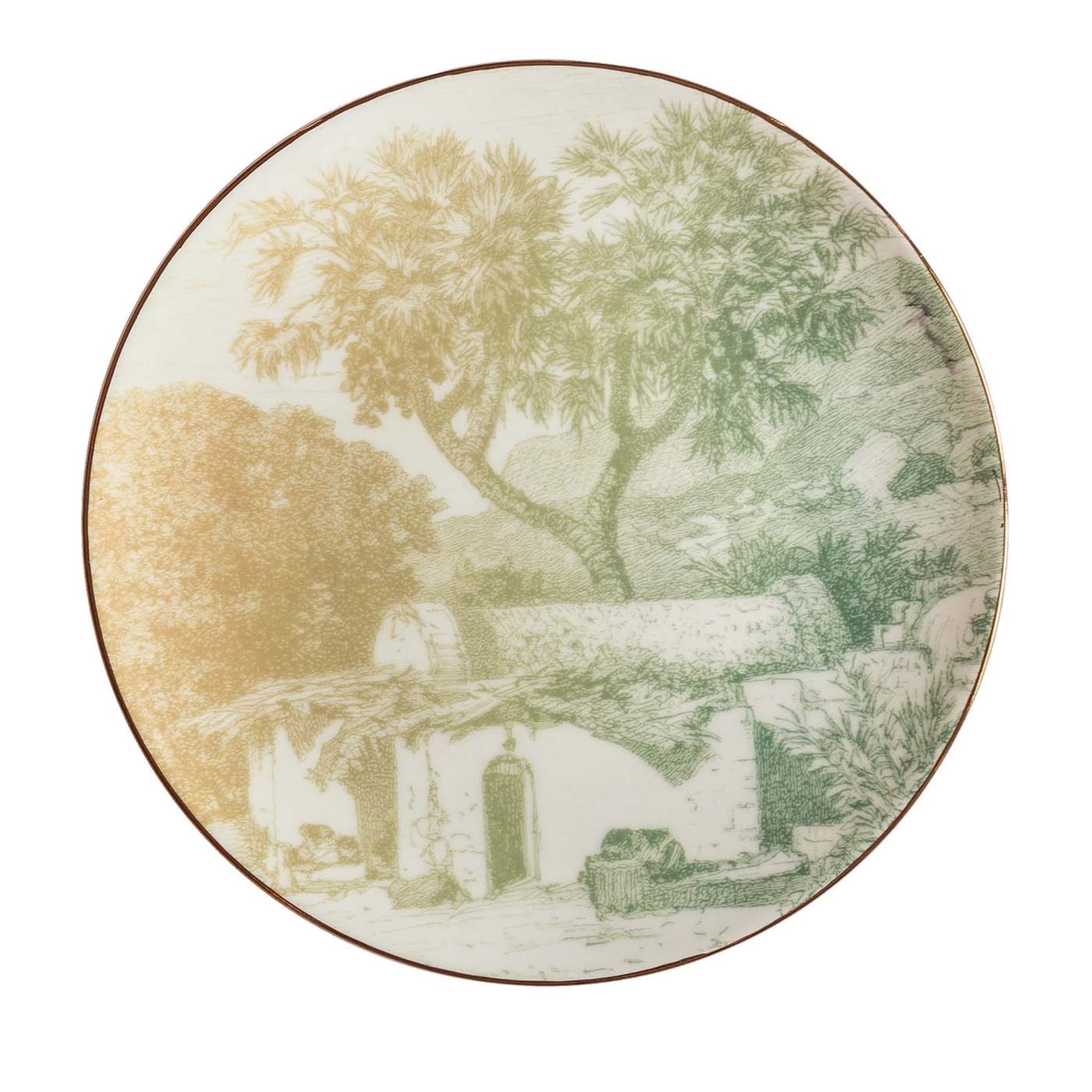 Galtaji Set Of 2 Porcelain Dessert Plates With Landscape #6 - Main view