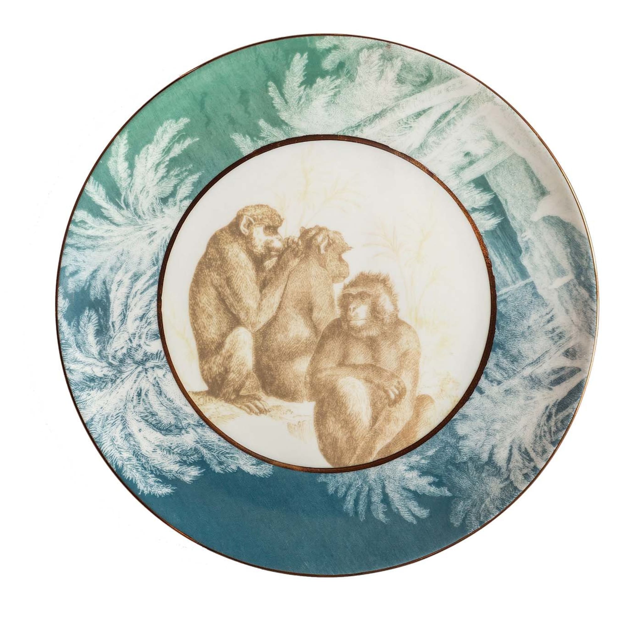 Galtaji Porcelain Dinner Plate With Landscape And Monkeys #3 - Main view
