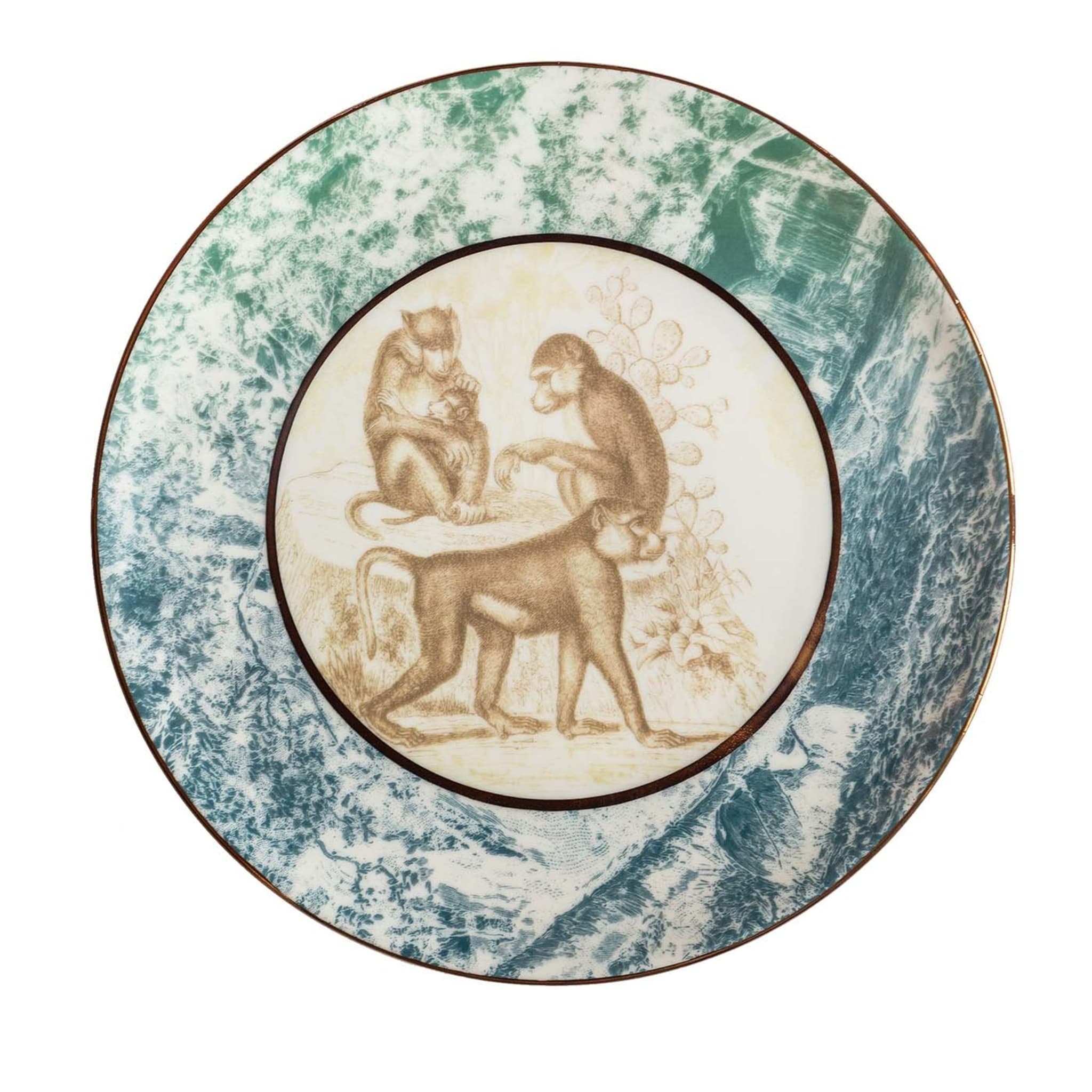 Galtaji Porcelain Dinner Plate With Landscape And Monkeys #4 - Main view