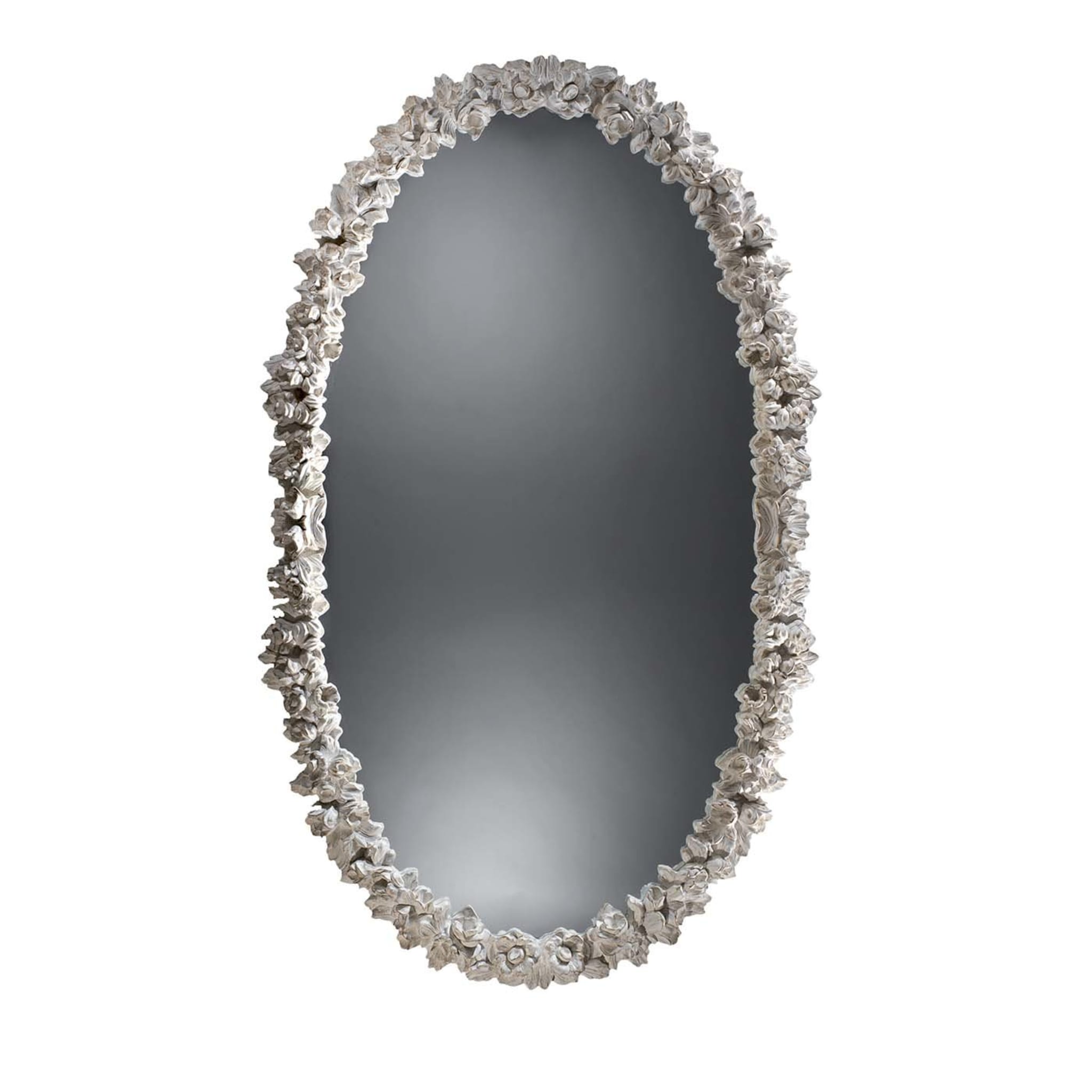 Antique White Oval Wall Mirror - Main view