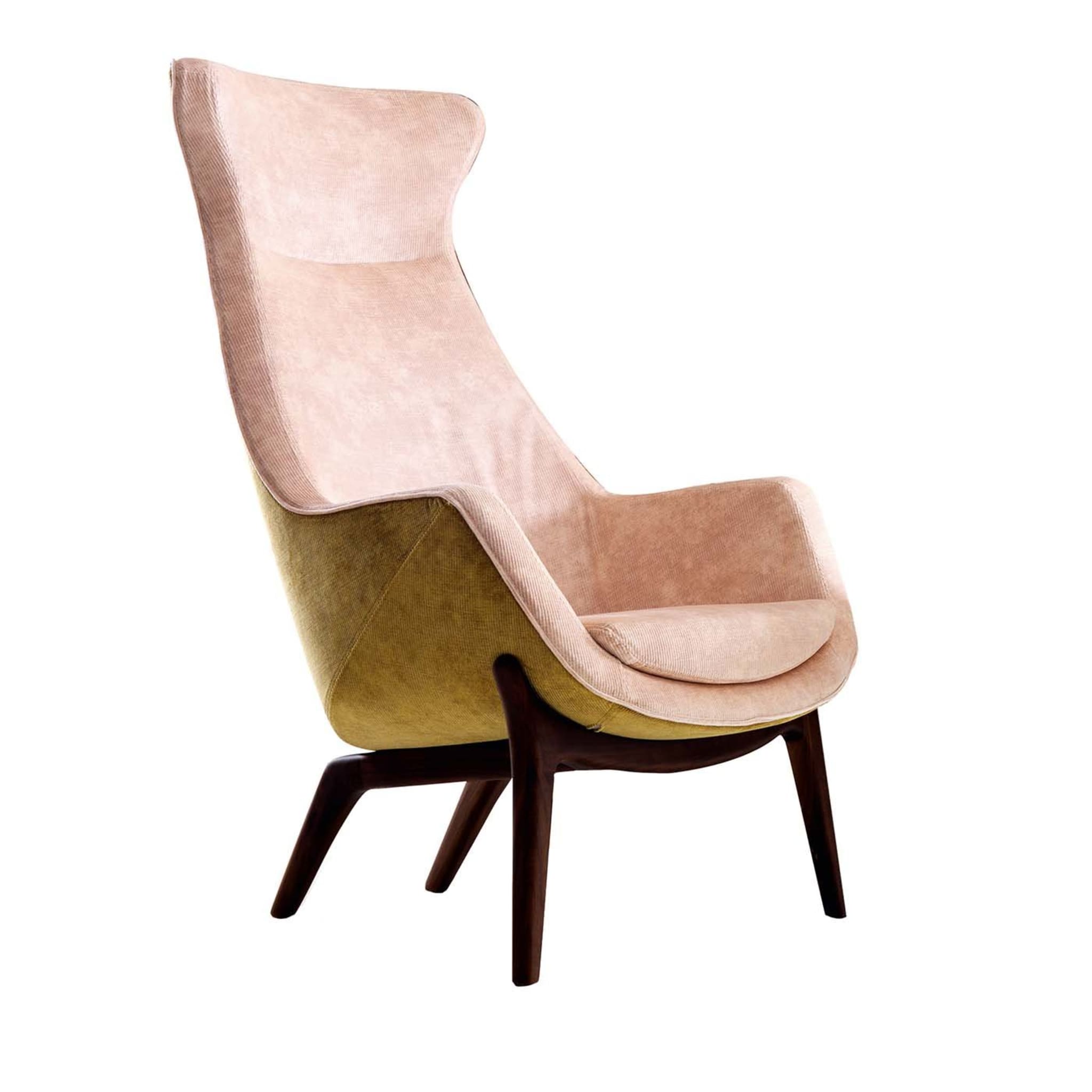 Wilde Yellow and Pink Armchair with Black Legs - Main view