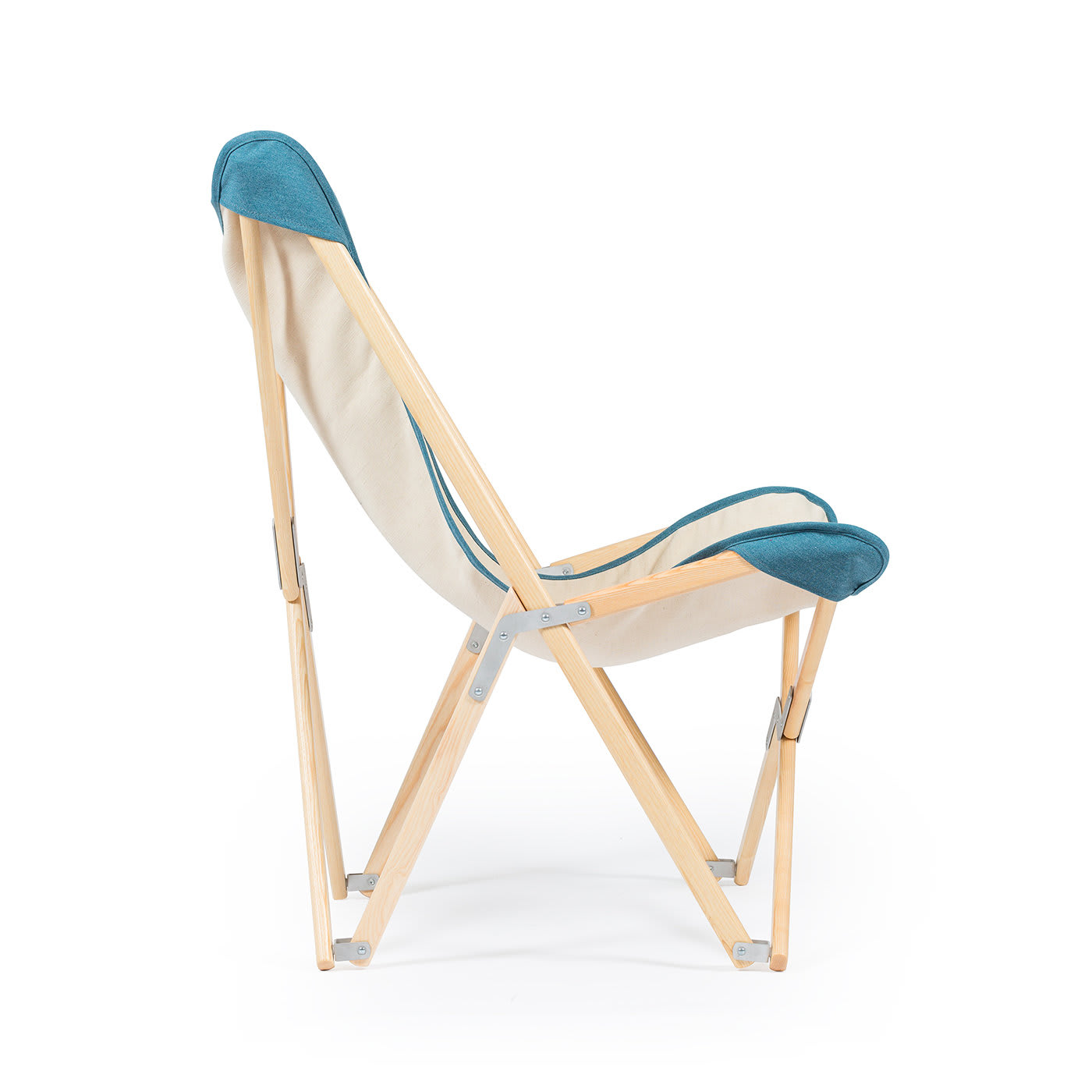 Tripolina Armchair in Cream and Teal Blue - Telami