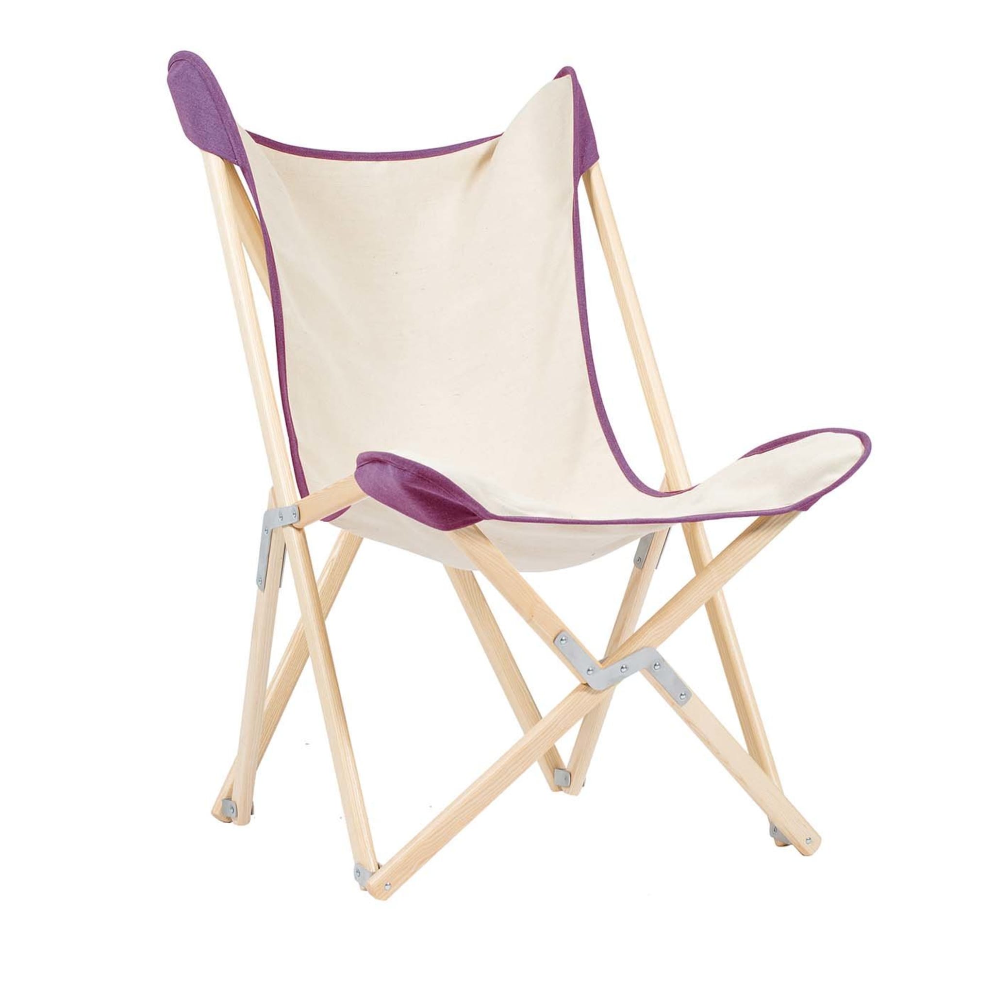 Tripolina Armchair in Cream and Purple - Main view