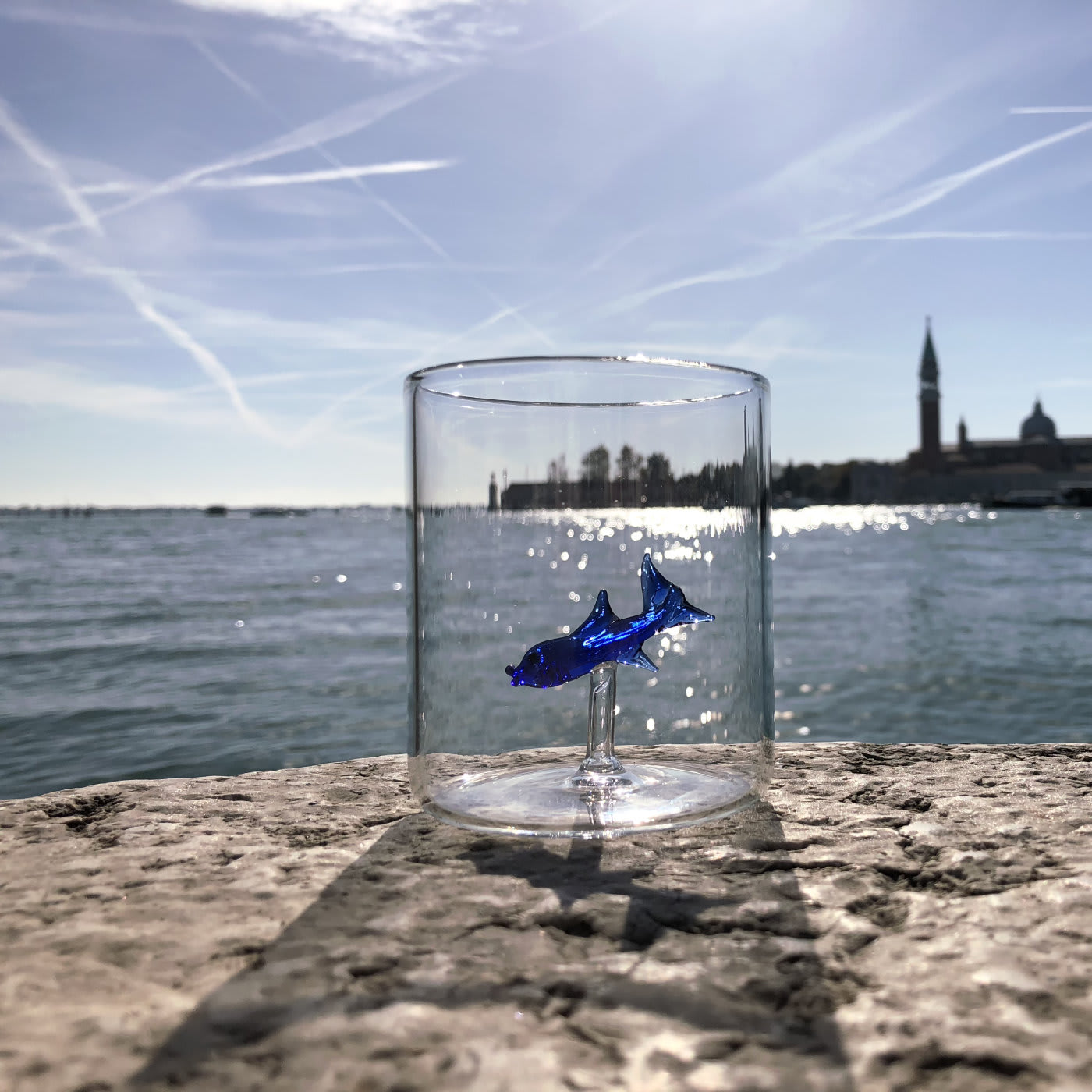 Set of Four Little Blue Fish Glasses Casarialto