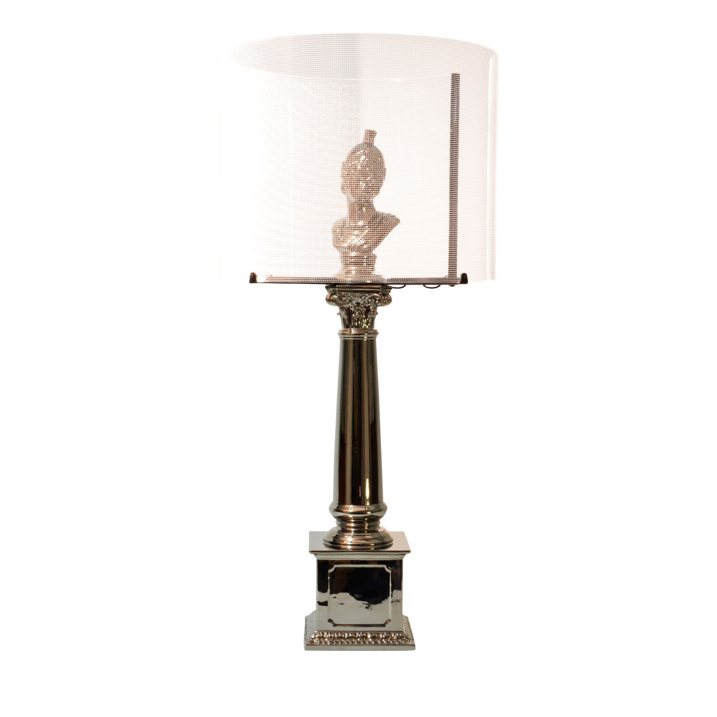 Minerva Glossy Silver Table Lamp - Les First
