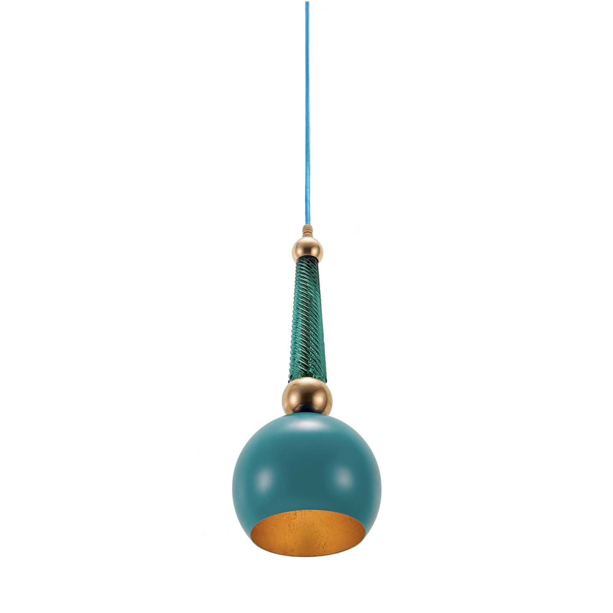 B'Anthology Turquoise and Gold Leaf Pendant Lamp - Main view