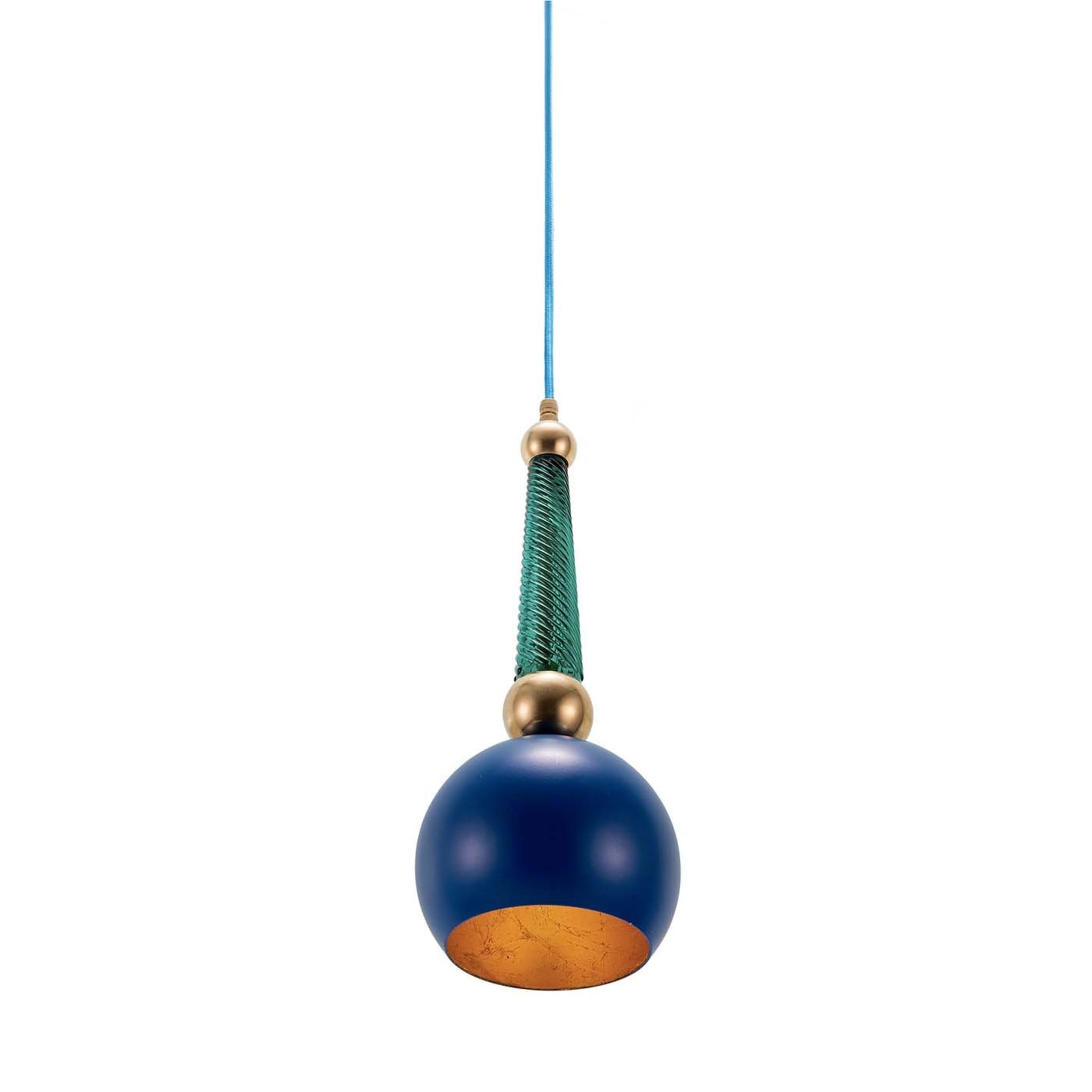 B'Anthology Electric Blue and Gold Leaf Pendant Lamp - Main view