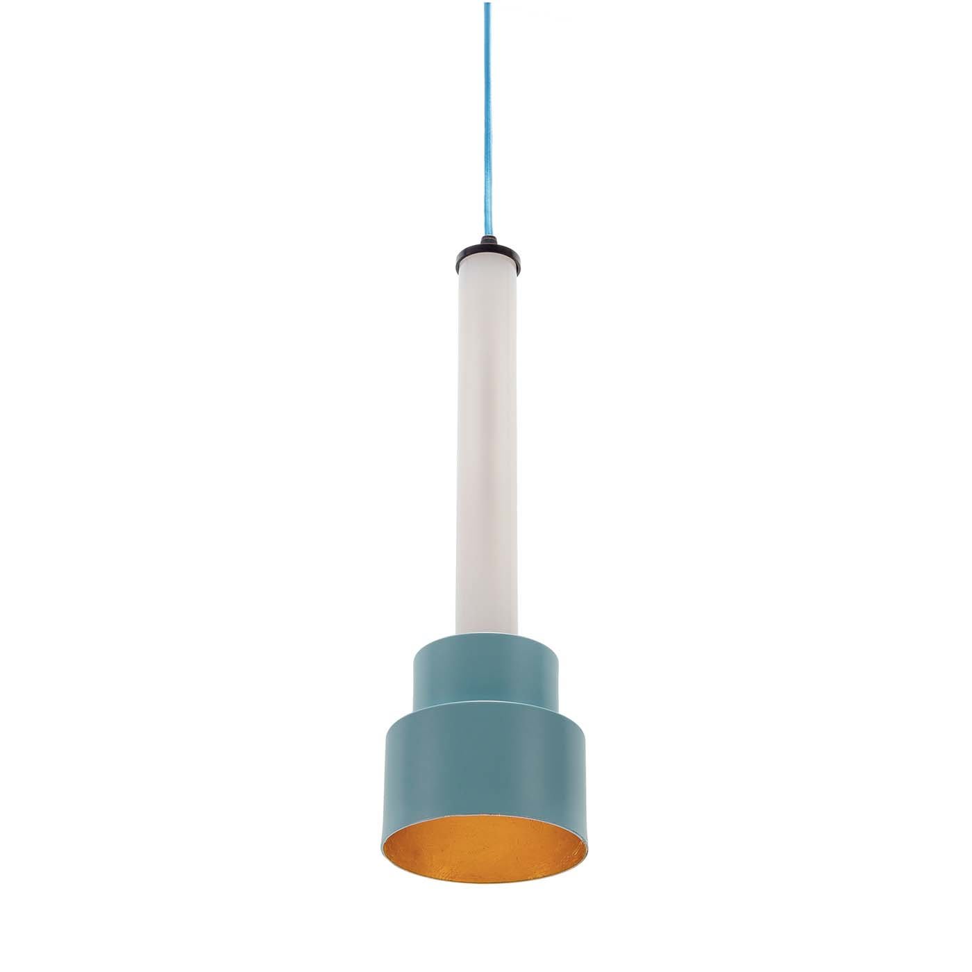B'Anthology N. 5 Turquoise and Gold Leaf Ceiling Lamp - Bronzetto