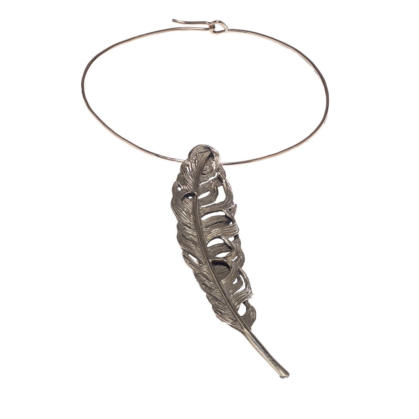 Bronze-plated Feather Necklace - Madina Visconti