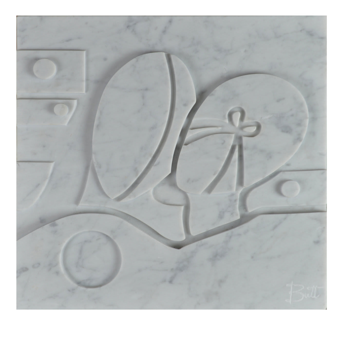 Large Carrara Marble Bas-relief Aeneas and Penelope - Massimo Ligeri Marmi