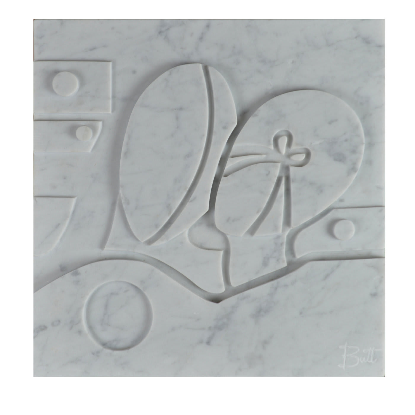 Small Carrara Marble Bas-relief Aeneas and Penelope - Massimo Ligeri Marmi