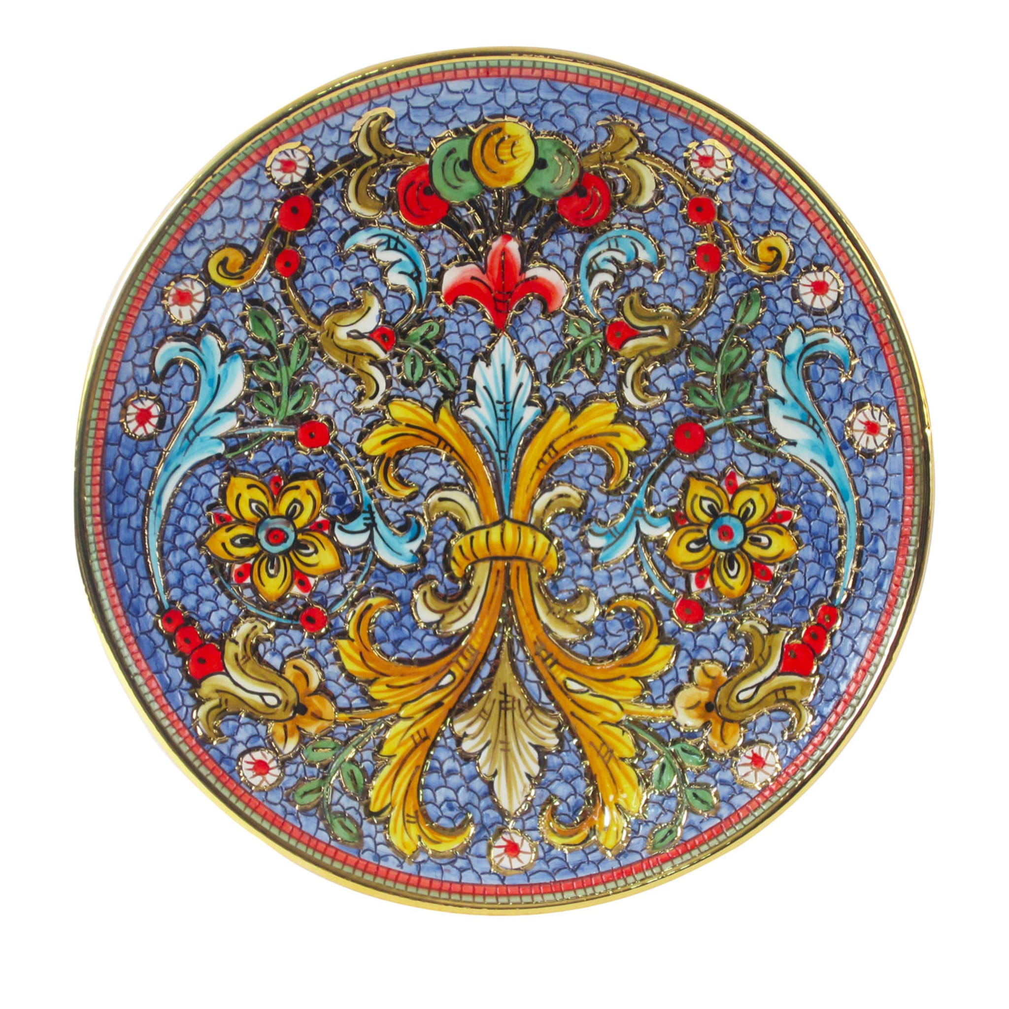 Piatto rotondo a mosaico floreale - Vista principale
