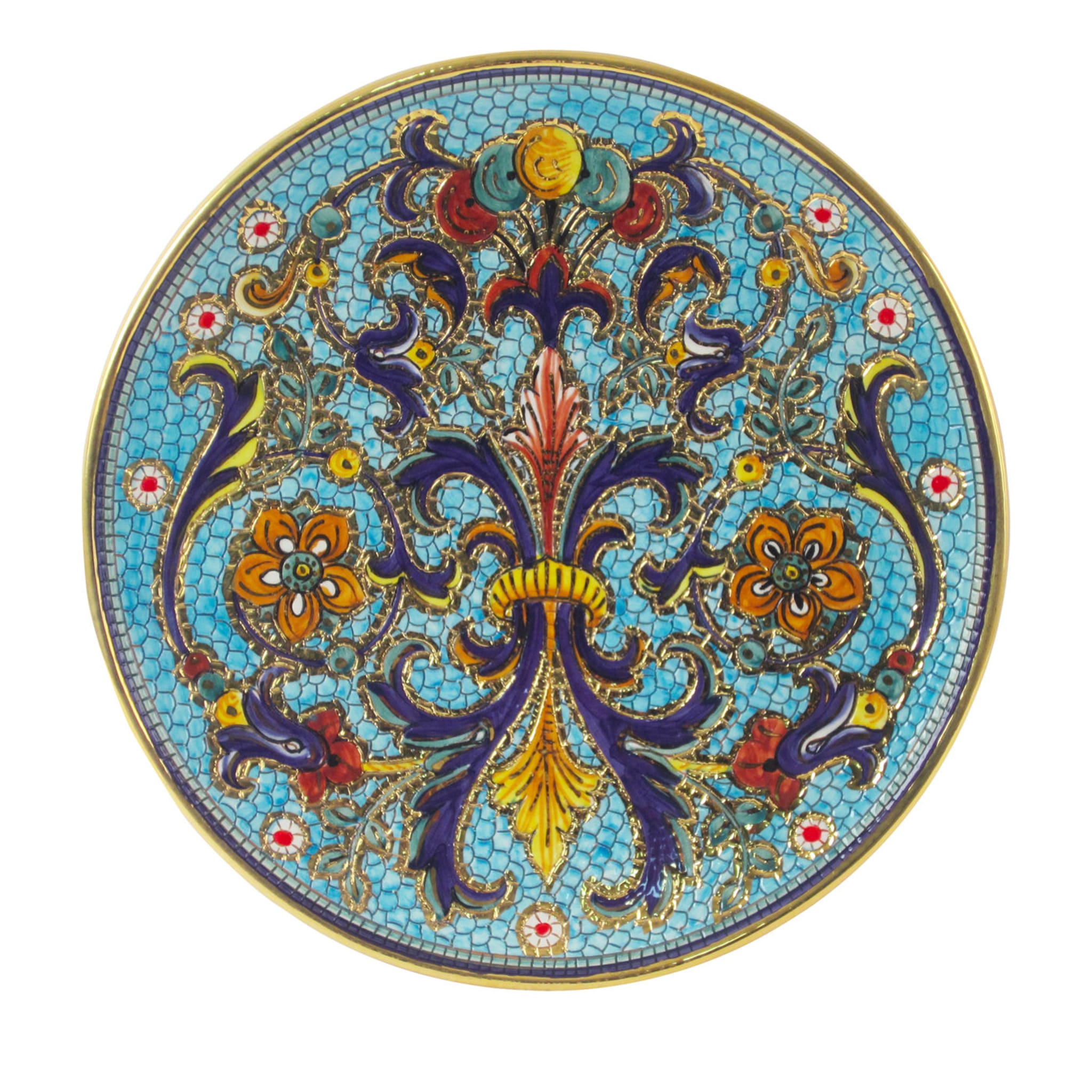 Assiette ronde mosaïque bleue - Vue principale