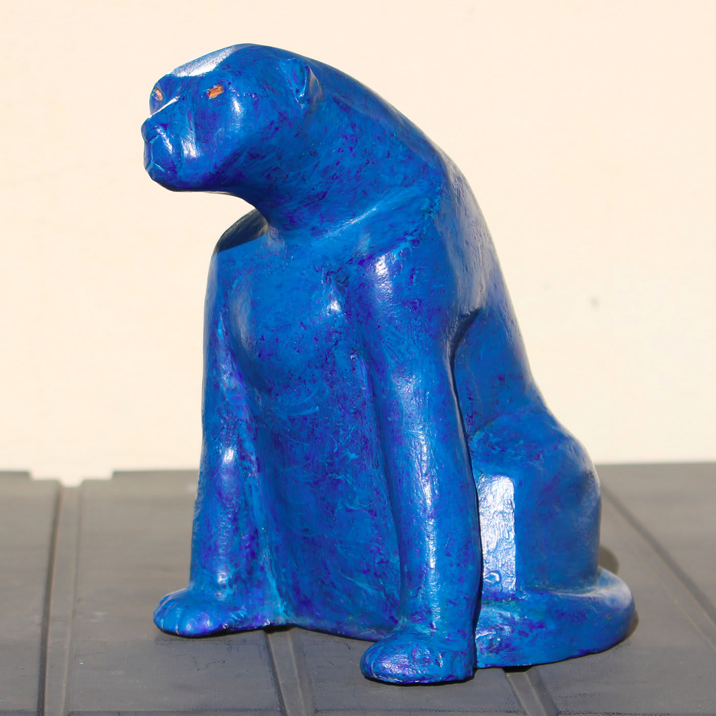 Peacock-Blue Panther Sculpture - Daniele Nannini