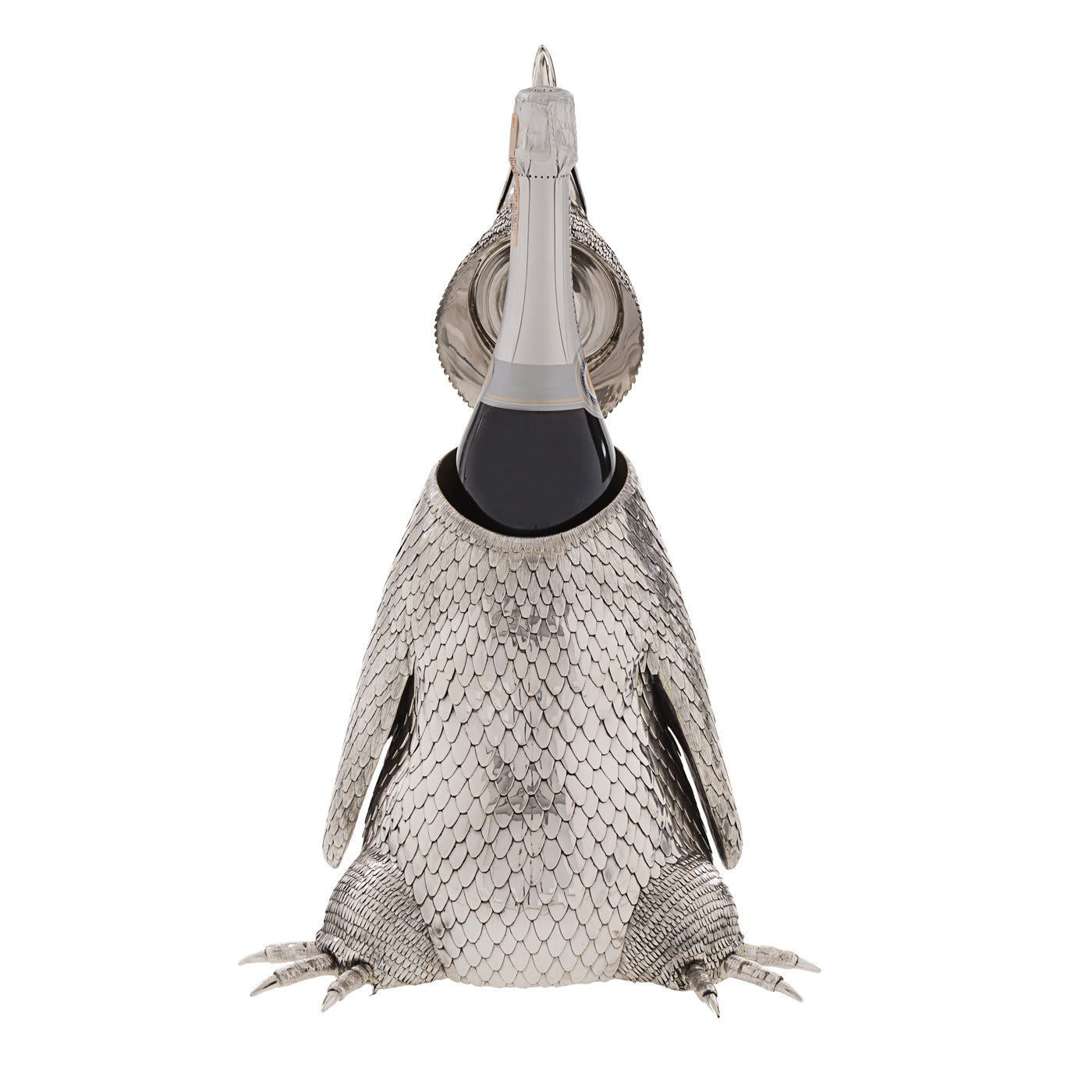 Sterling Silver Penguin Champagne Bottle Holder - Fratelli Lisi