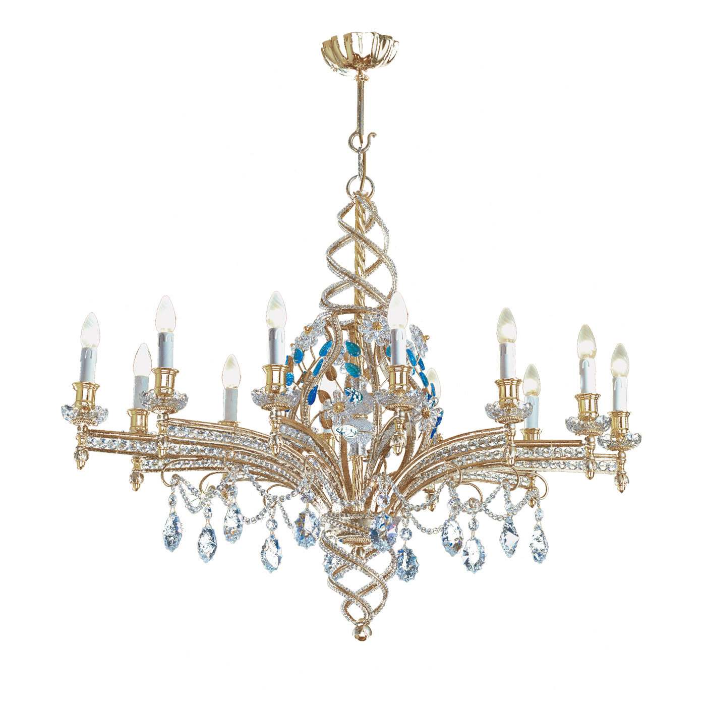 12-Light Iron Chandelier with Straight Arms - Banci