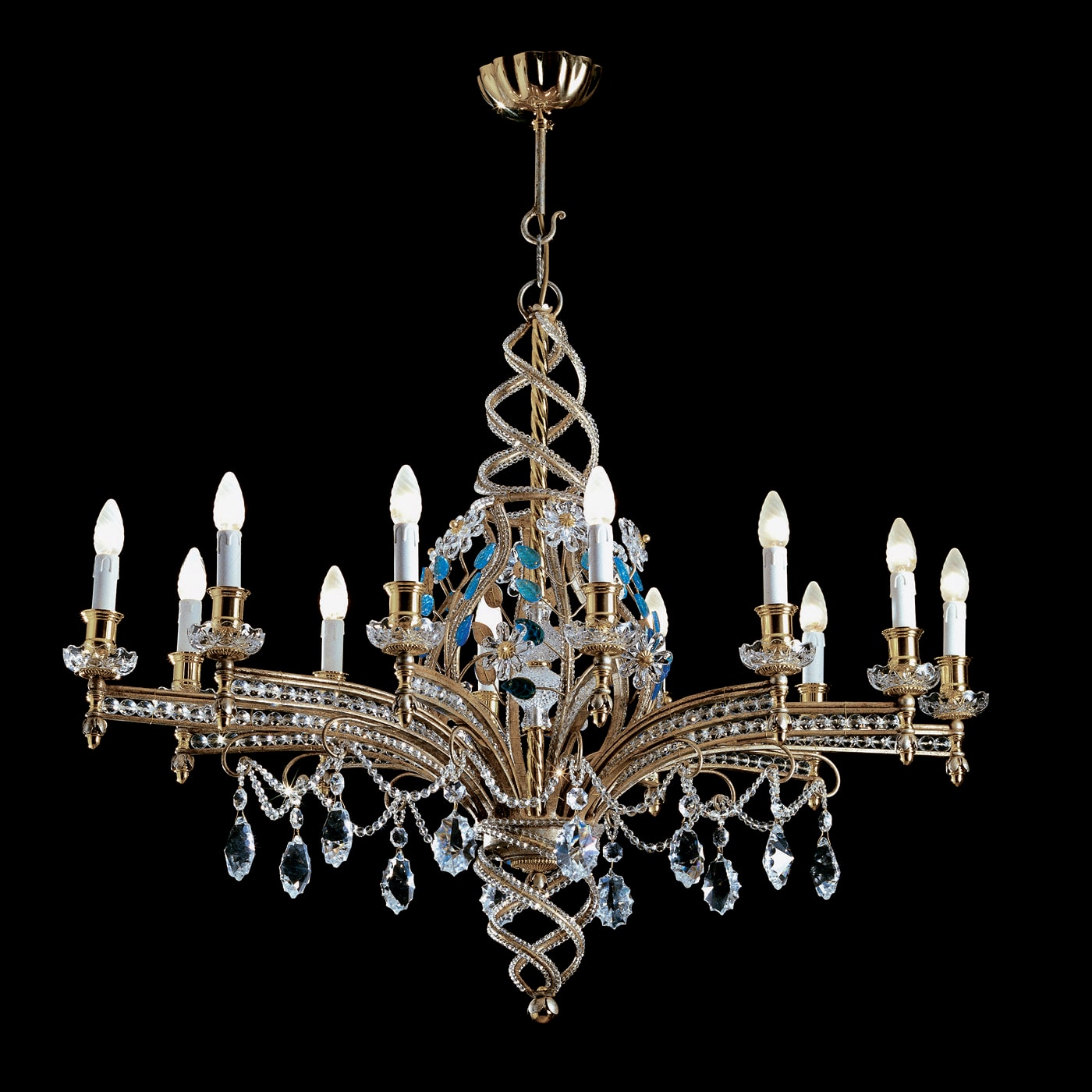 12-Light Iron Chandelier with Straight Arms - Banci
