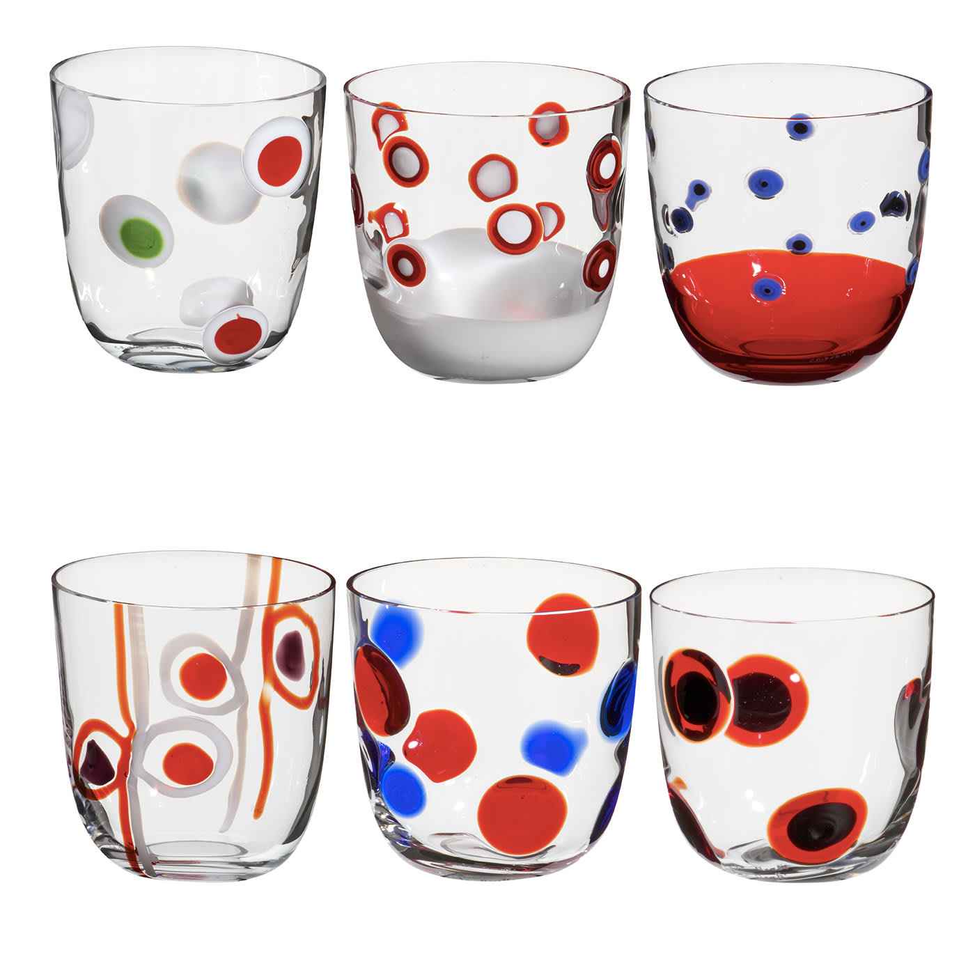 I Diversi Set of 6 Red Glasses N. 1 - Carlo Moretti