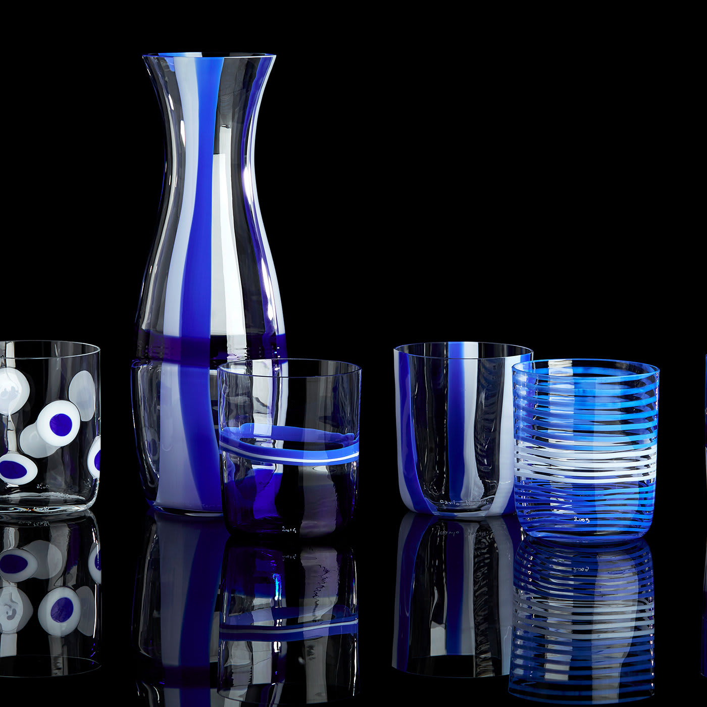 I Diversi Set of 6 Blue Glasses N. 1 - Carlo Moretti