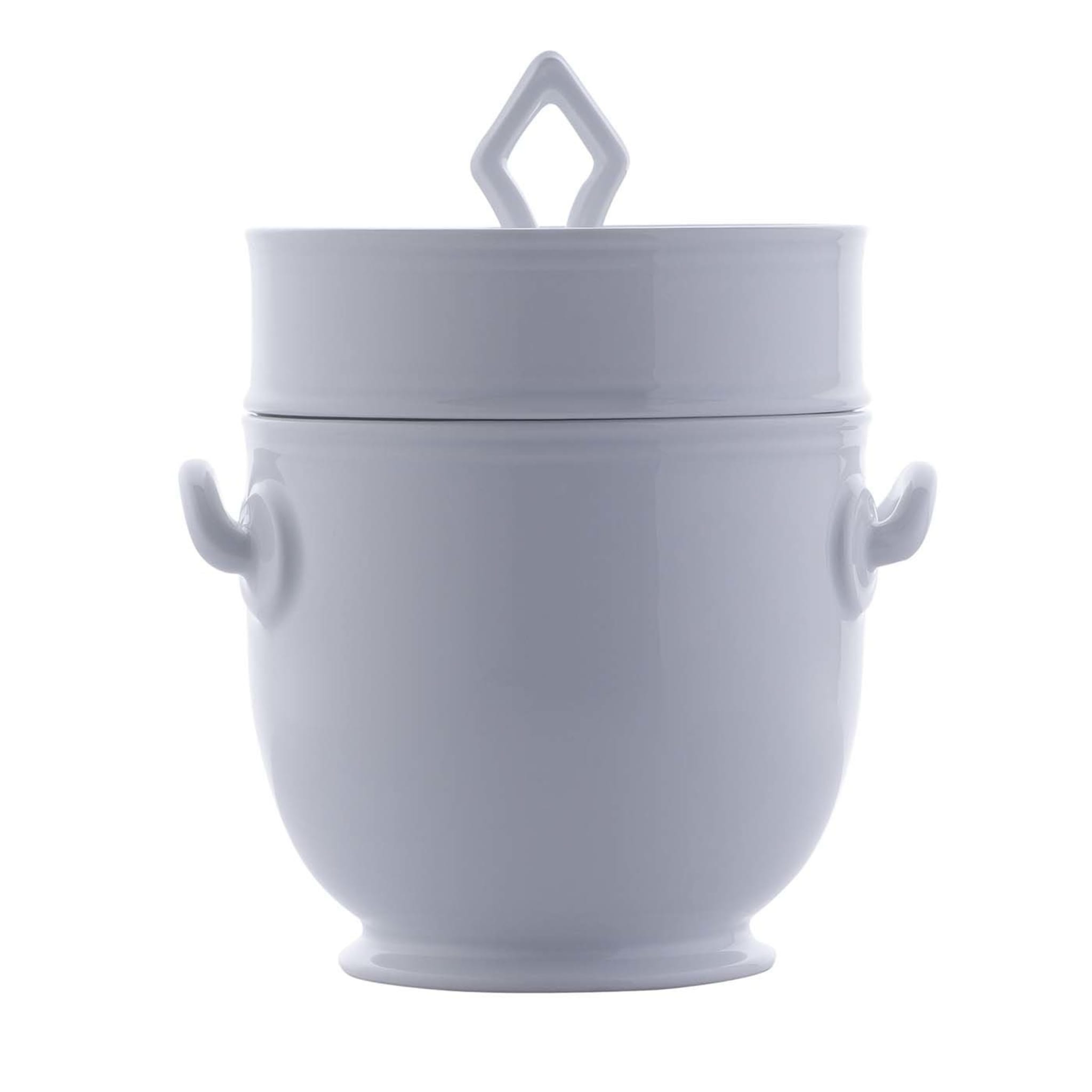 Large White Cooler/Ice Bucket with Bowl and Lid - Main view