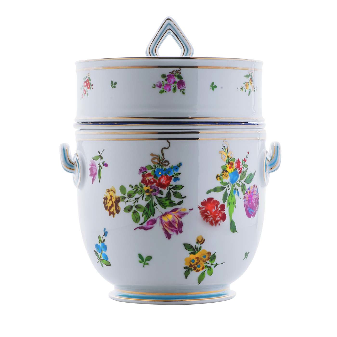 Medium Floral Cooler/Ice Bucket with Lid - Geminiano Cozzi Venezia 1765