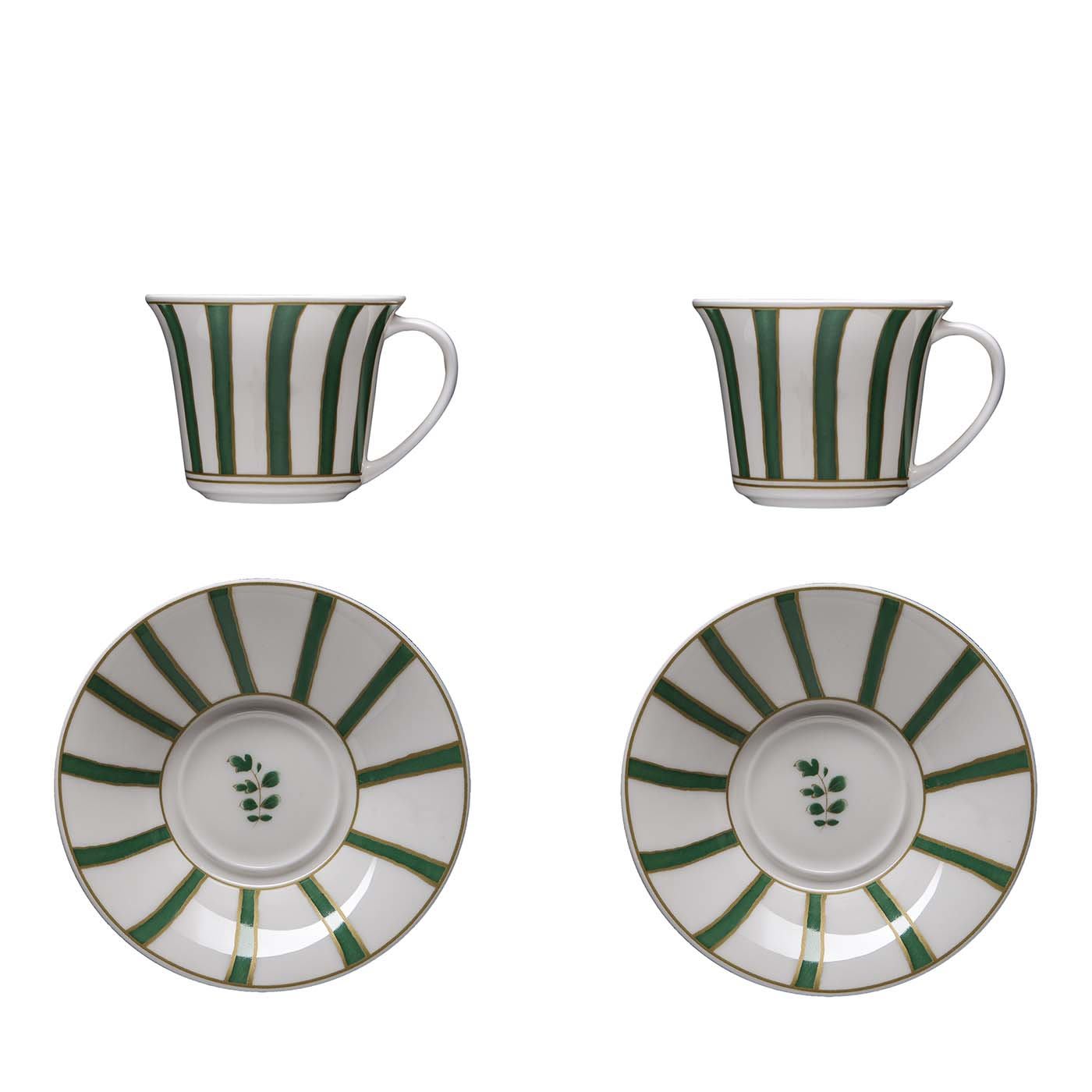 Striche Verdi Set of 2 Coffee Cups with Saucers - Geminiano Cozzi Venezia 1765