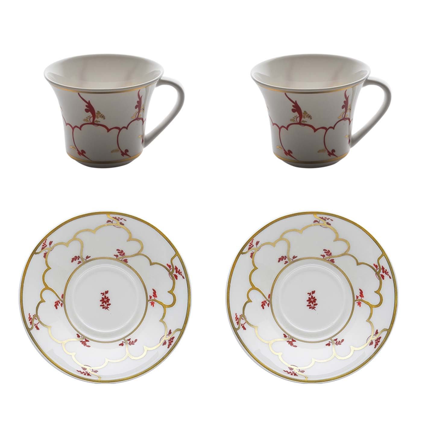 Feston E Cadena Set of 2 Coffee Cups with Saucers - Geminiano Cozzi Venezia 1765