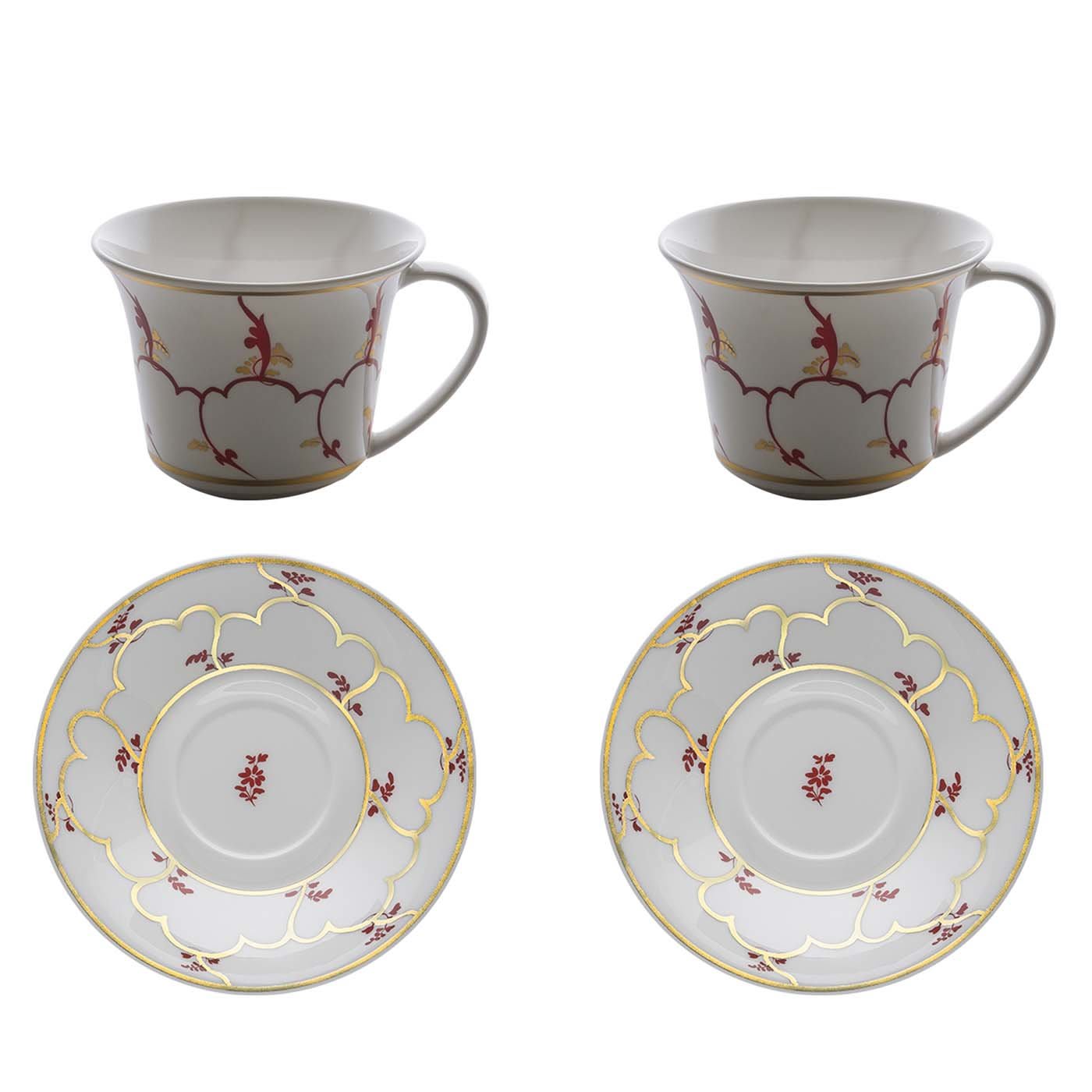 Feston E Cadena Set of 2 Tea Cups with Saucers - Geminiano Cozzi Venezia 1765