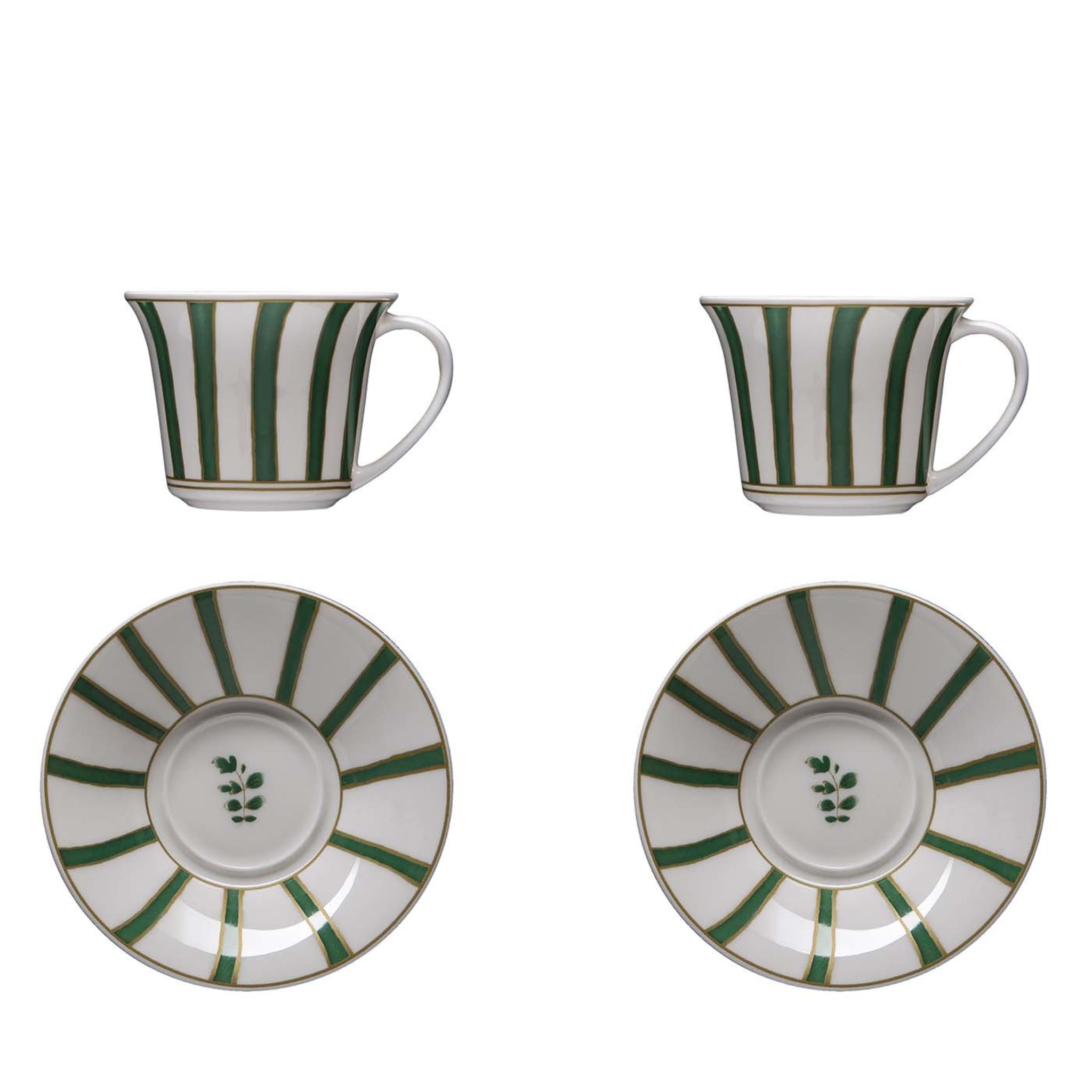 Striche Verdi Set di 2 tazze da tè con piattino - Vista principale
