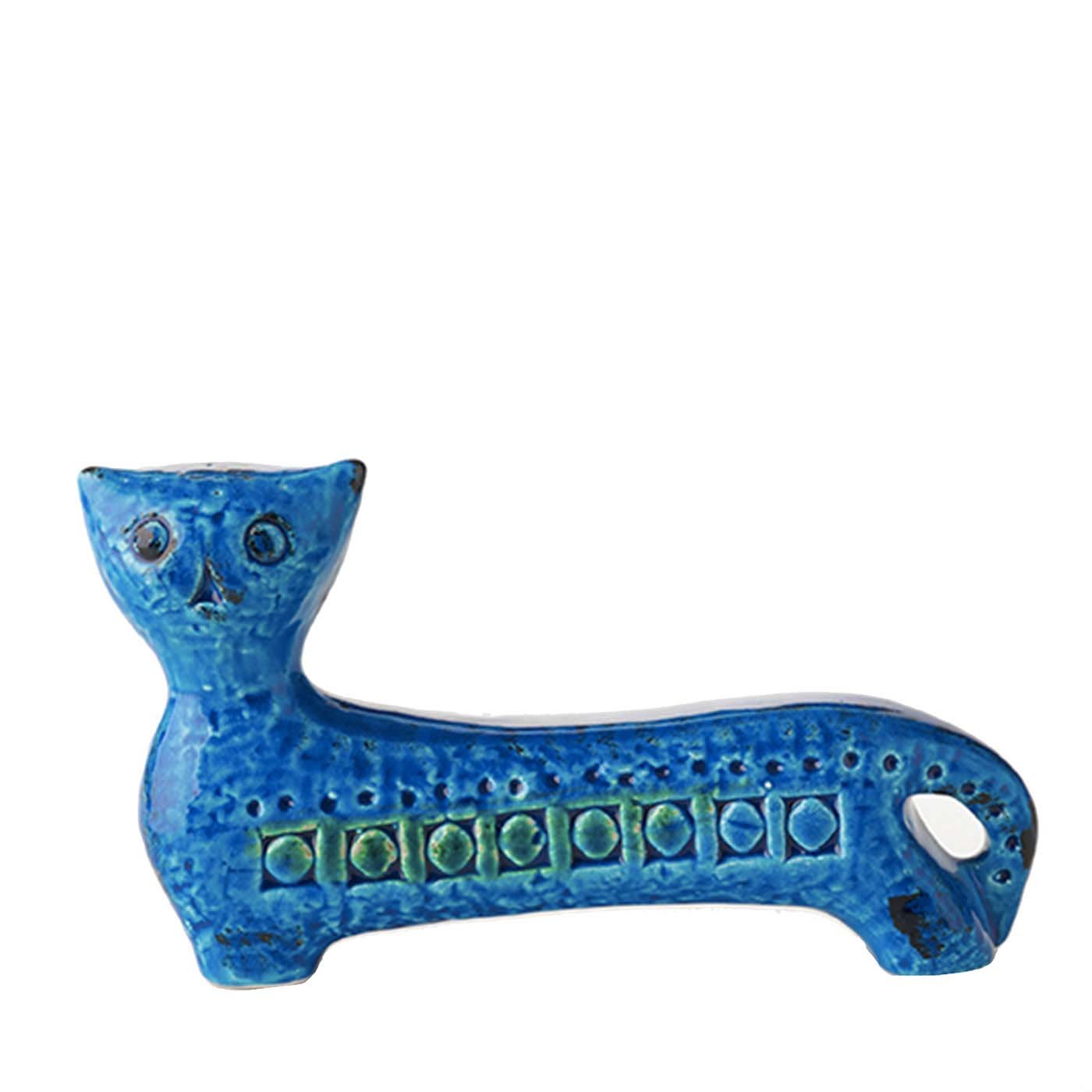 Rimini Blu Long Cat Figurine by Aldo Londi - Bitossi Ceramiche